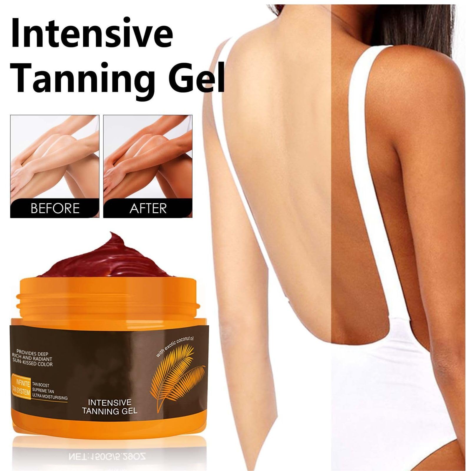 2PCS Luxury Intensive Tanning Gel, Intensive Tanning Luxe Gel, Natural Tanning Accelerator Cream Gel for Natural Tan Skin, Tanning Cream for Sunbeds & Outdoor Sun 4