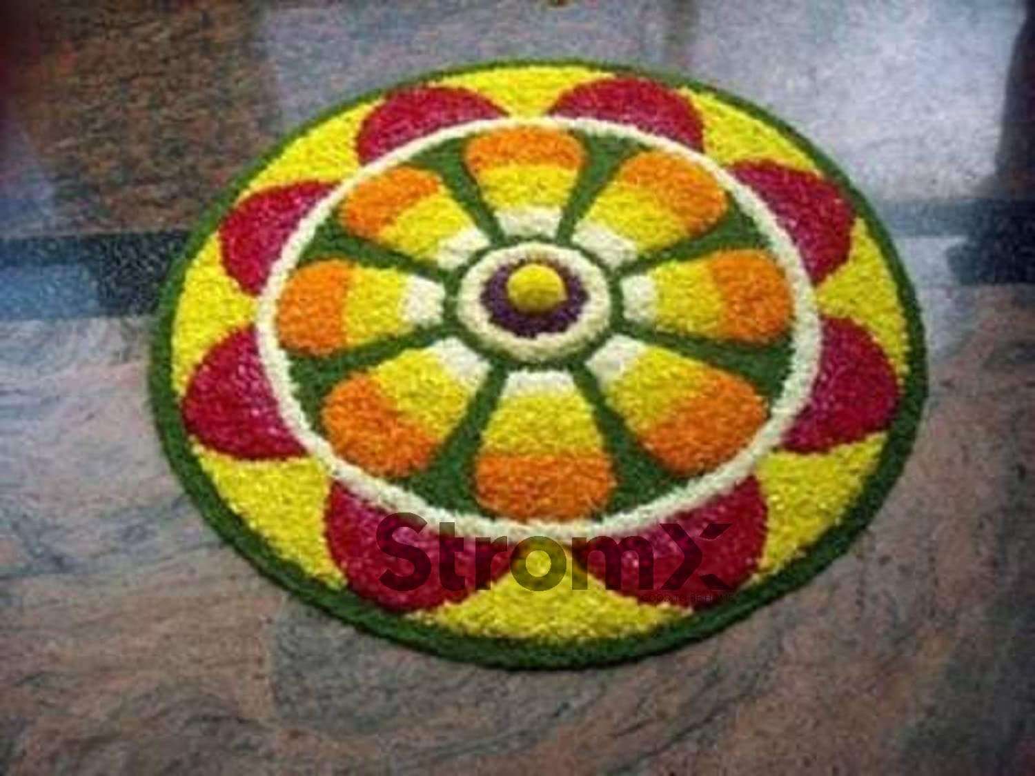 StromX Super Soft Microfiber Traditional Modern Rangoli Door Mat for Home, Temple, Living Room, Door Entrance, Bedroom Decoration (24 x 24 Inch, Floral) 4