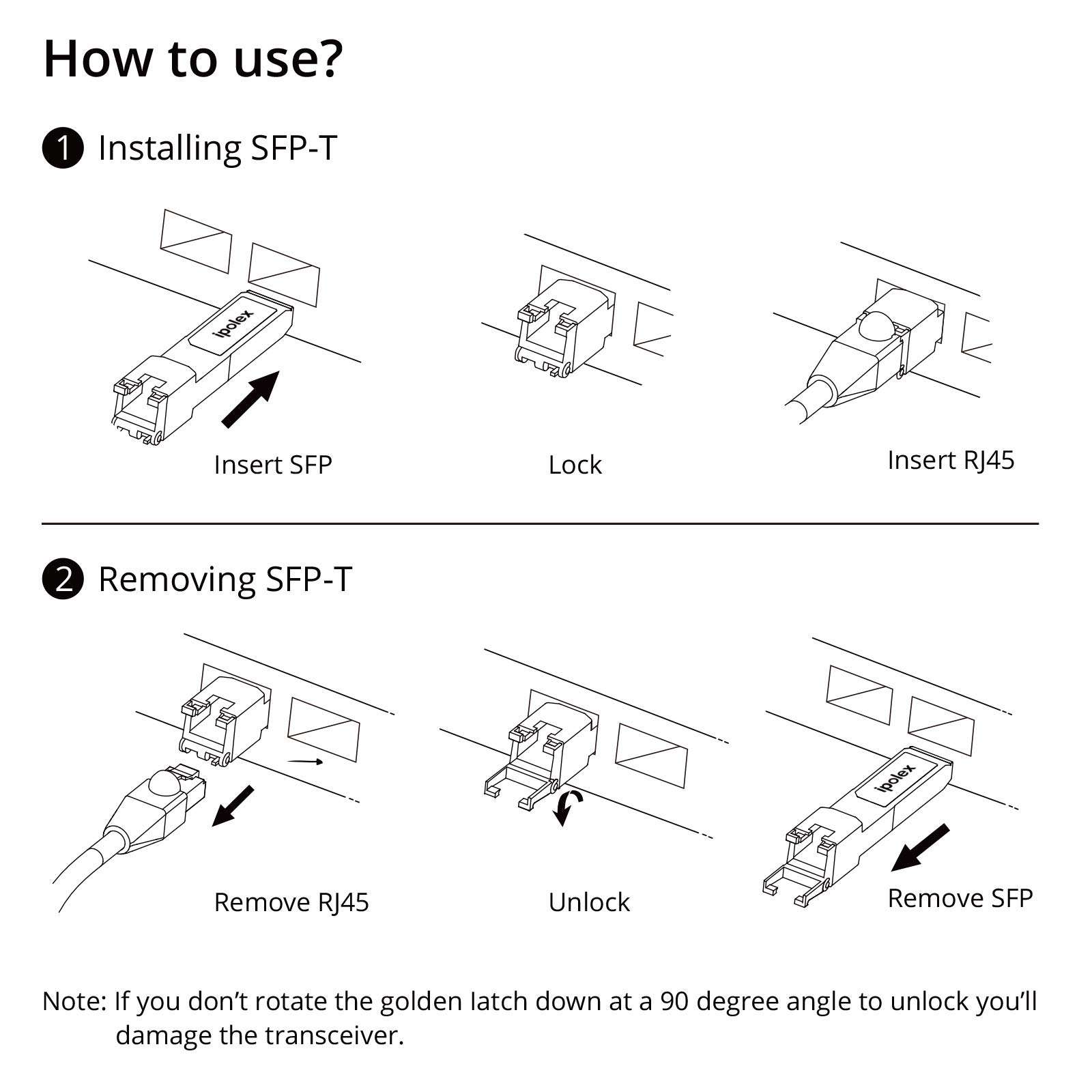 ipolex 1.25G SFP Copper Transceiver, 1000Base-T SFP to RJ45 SFP Module, Up to 100m,Gigabit SFP RJ45 Transceiver for Cisco, Ubiquiti UF-RJ45-1G, Mikrotik, Intel, Fortinet, Netgear and More, 10 Pack 6