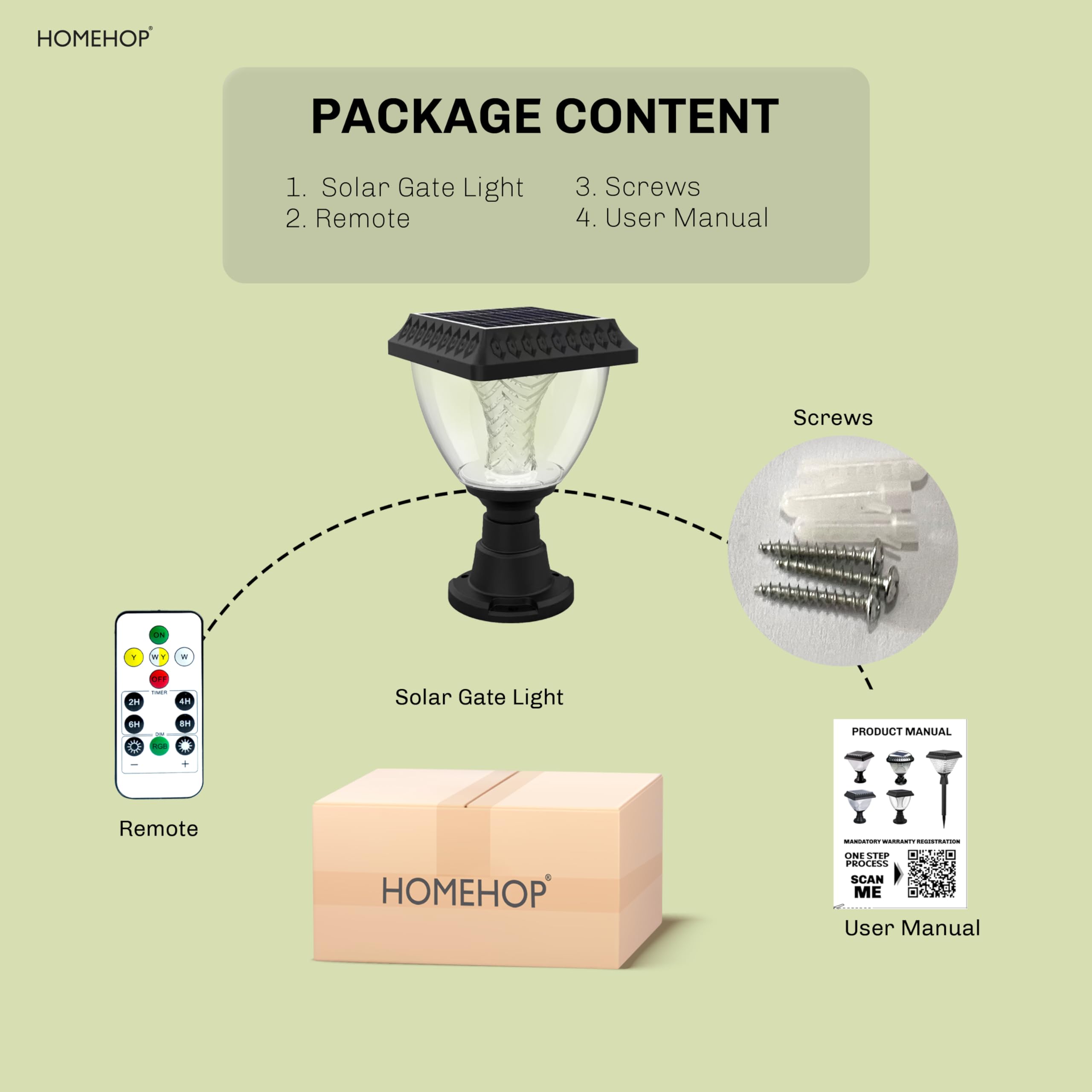 Homehop Solar Light Outdoor Home Waterproof Decorative Automatic Wireless LED Gate Lamps for Pillar, Boundary, Compound, Wall (ABS+PC, Multicolour) 6