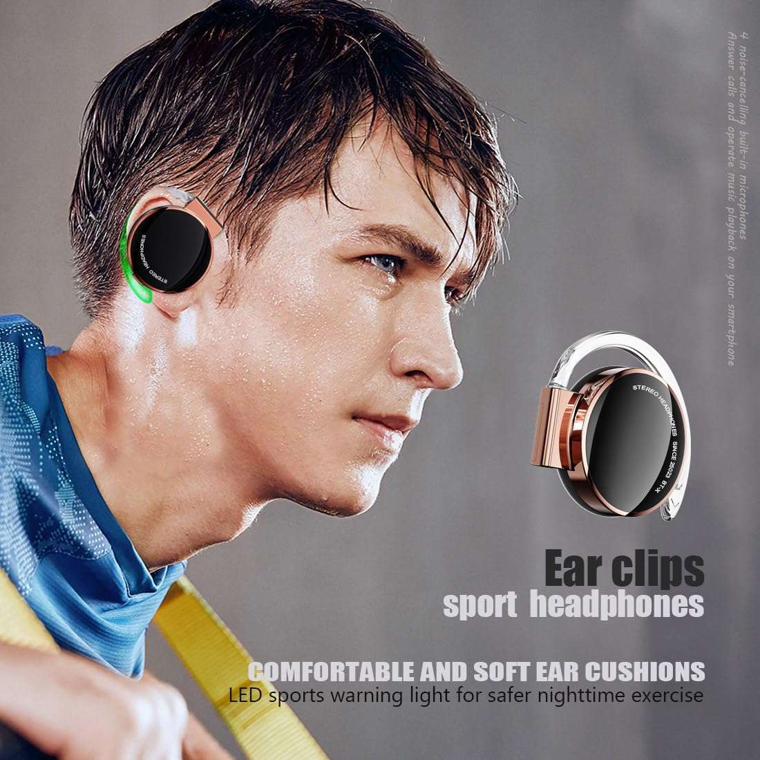 Open Ear Wireless Bluetooth 5.3 Over Ear Headphones with Earhooks - Sports Headset, Clip on Earphones for Sport & Cycling 4