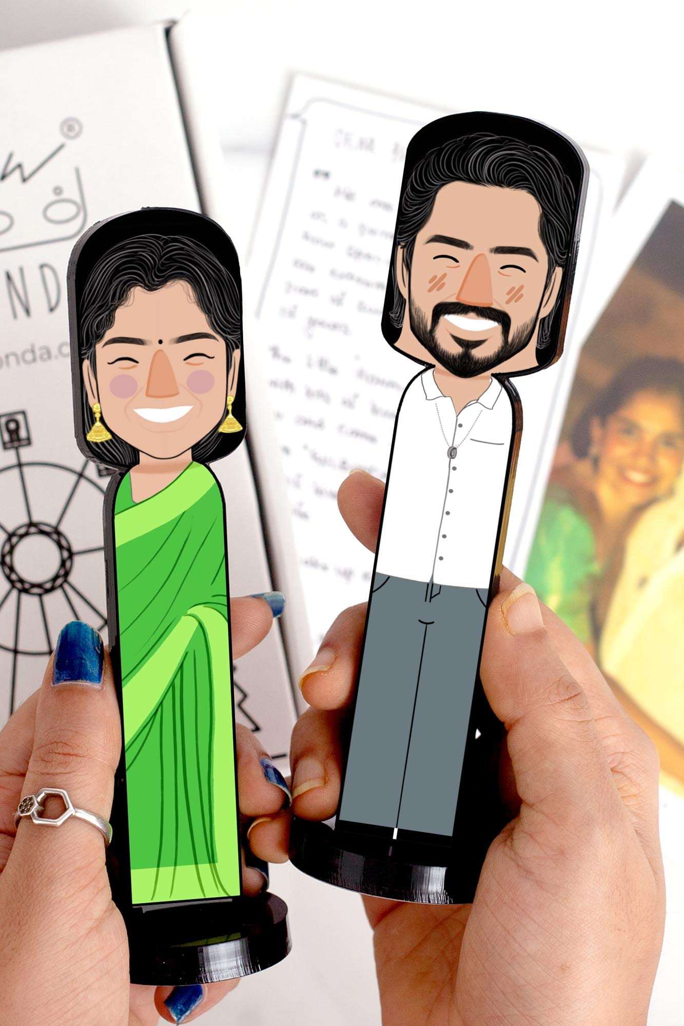 GULBONDA Personalized Miniature Figure (Set of 2), Gift for Anniversary, Birthday, Husband, Wife, Girlfriend | PMMA | Customized, (Size: 16x4x0.8 cms) 5