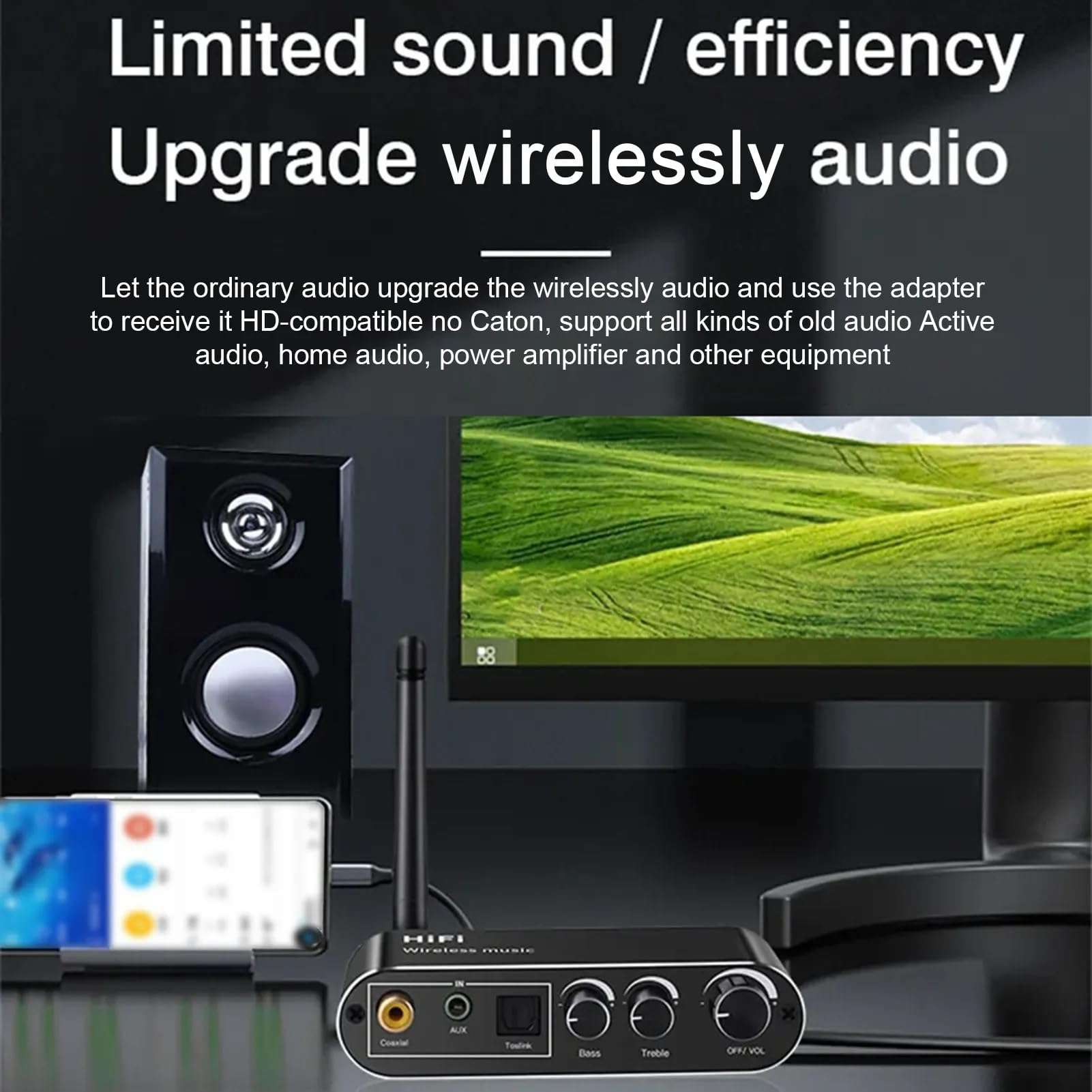 MICROWARE Wireless Bluetooth 5.1 Receiver Optical Fiber Coaxial Audio Decoder Converter U Disk AUX in Lossless for Old Computer T-V (T01) 5