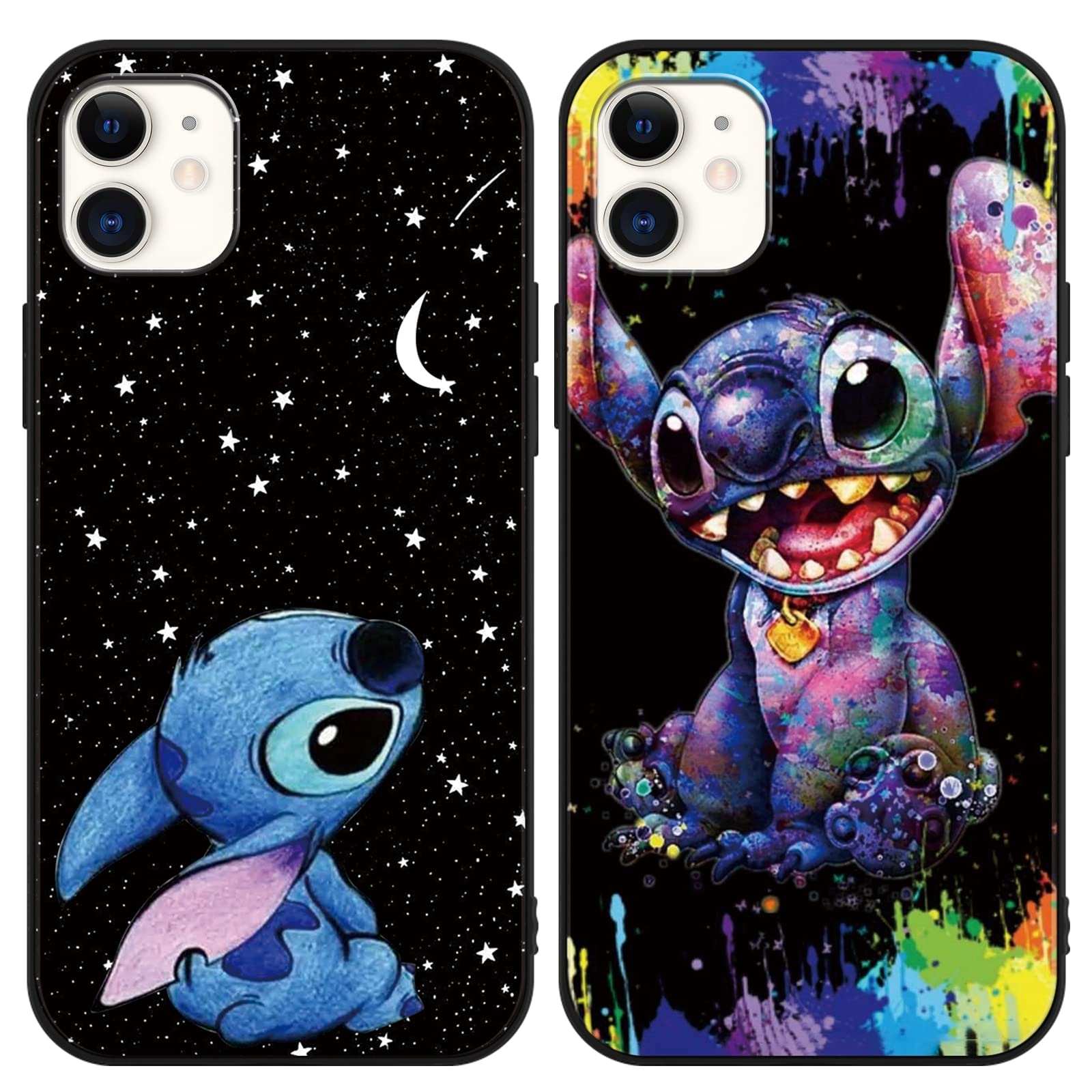 [2 Pack] Case Designed for Apple iPhone 12/iPhone 12 Pro Case, Cute Cartoon Aesthetic Print Phone Cases Girly for Girls Boys Kids Women Stylish Soft TPU Protective Cover for iPhone 12 Pro 6.1" 1