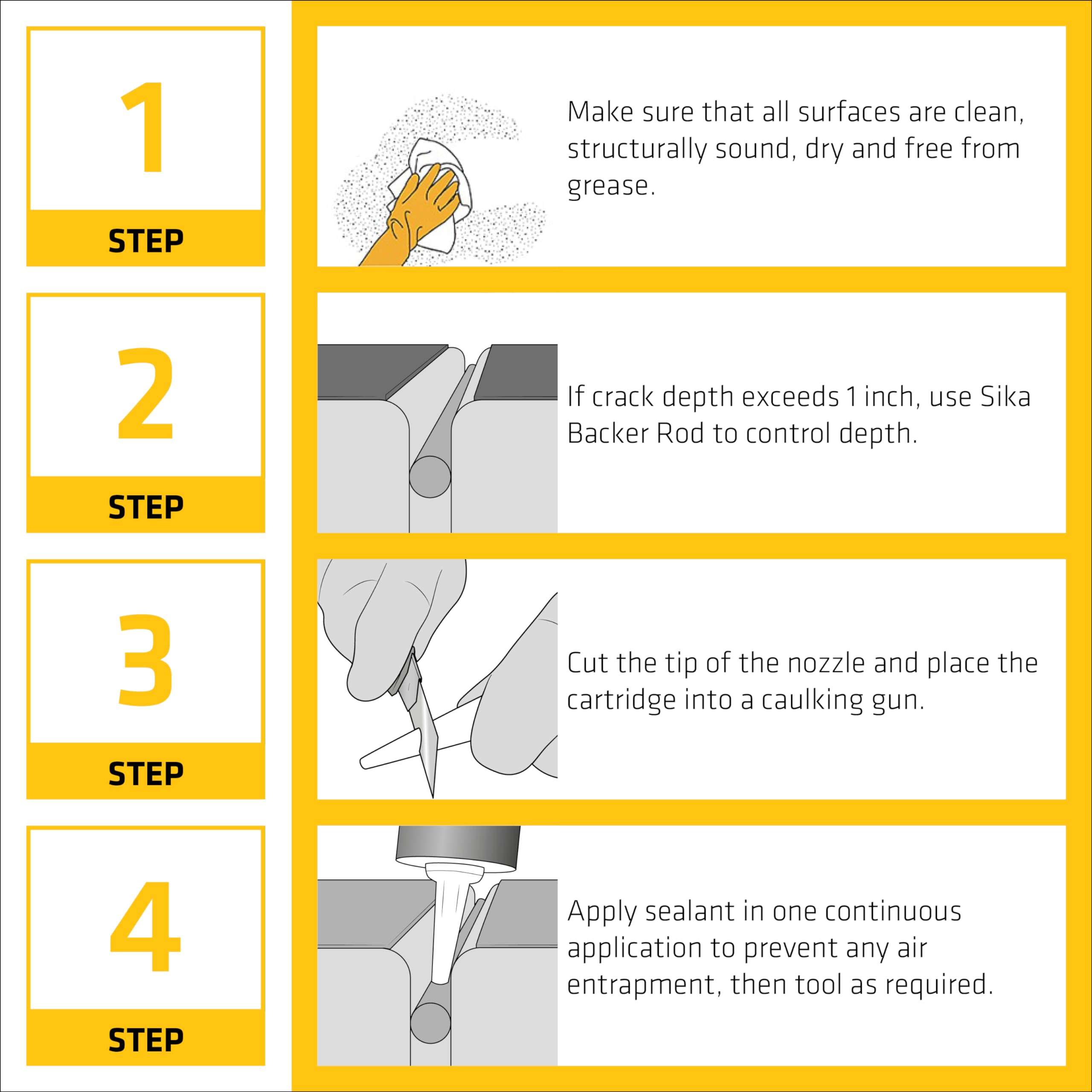 SIKA Sikaflex Crack Flex Sealant, Gray, High-Performance Textured Polyurethane, Self-Leveling, Waterproof Sealant for Horizontal Cracks Up to 1 in Wide, 10.1 fl oz, 4