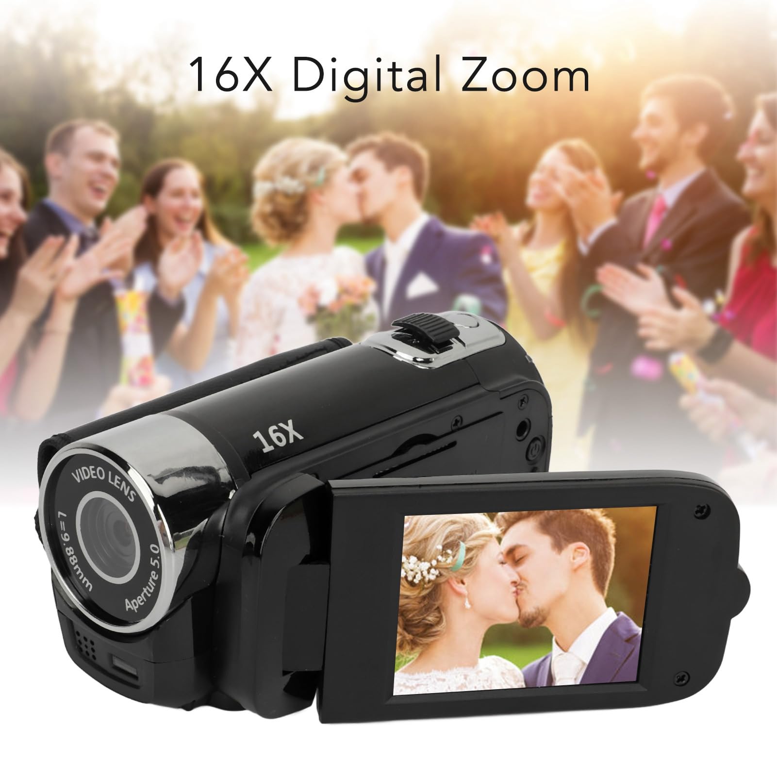 16MP Digital Video Camera, 1080P Resolution, 16X Zoom, 2.4 Inch Screen, with Fill Light, USB Connectable, Support External Mic and Tripod (Black) 3