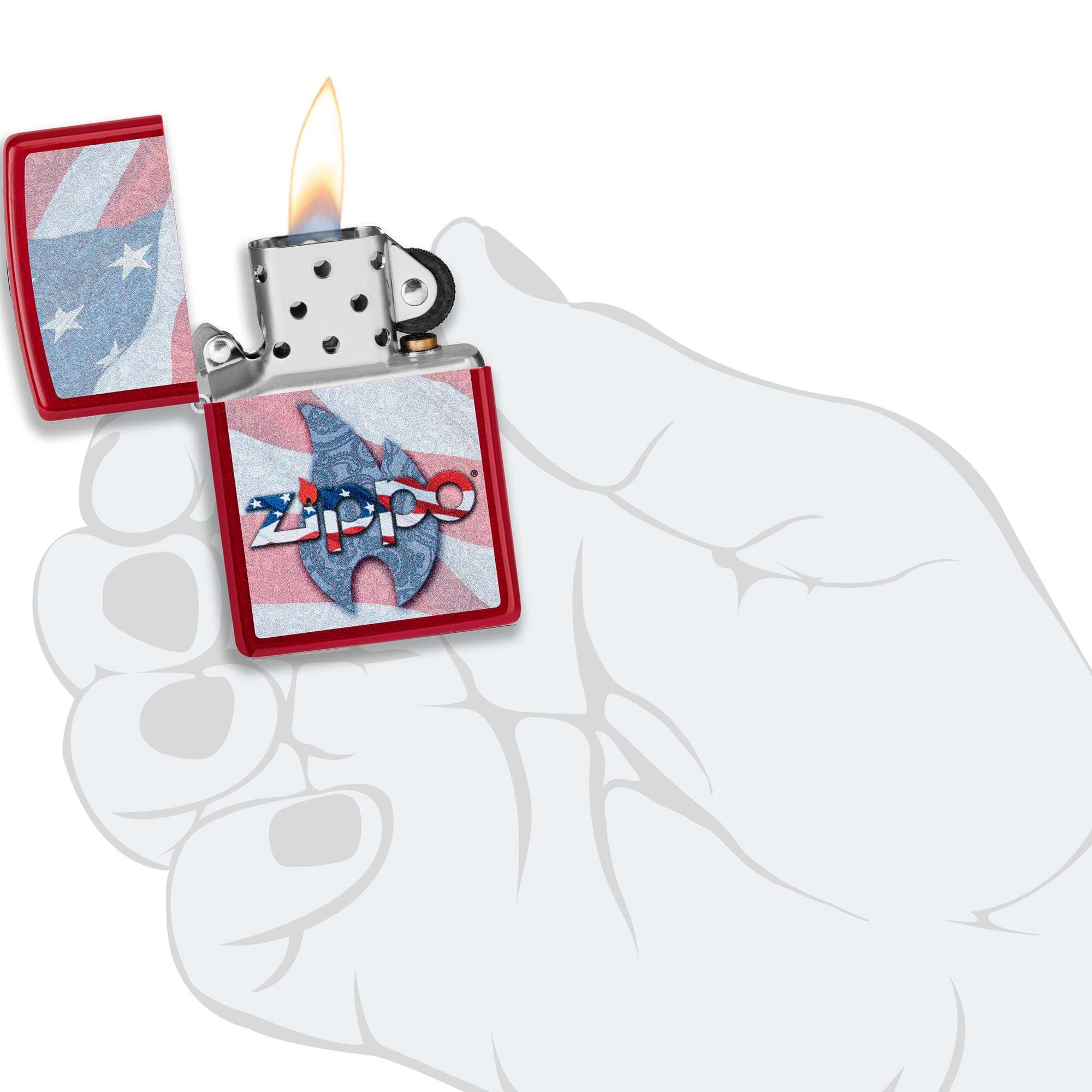 Zippo Flag Design Candy Apple Red Pocket Lighter 2