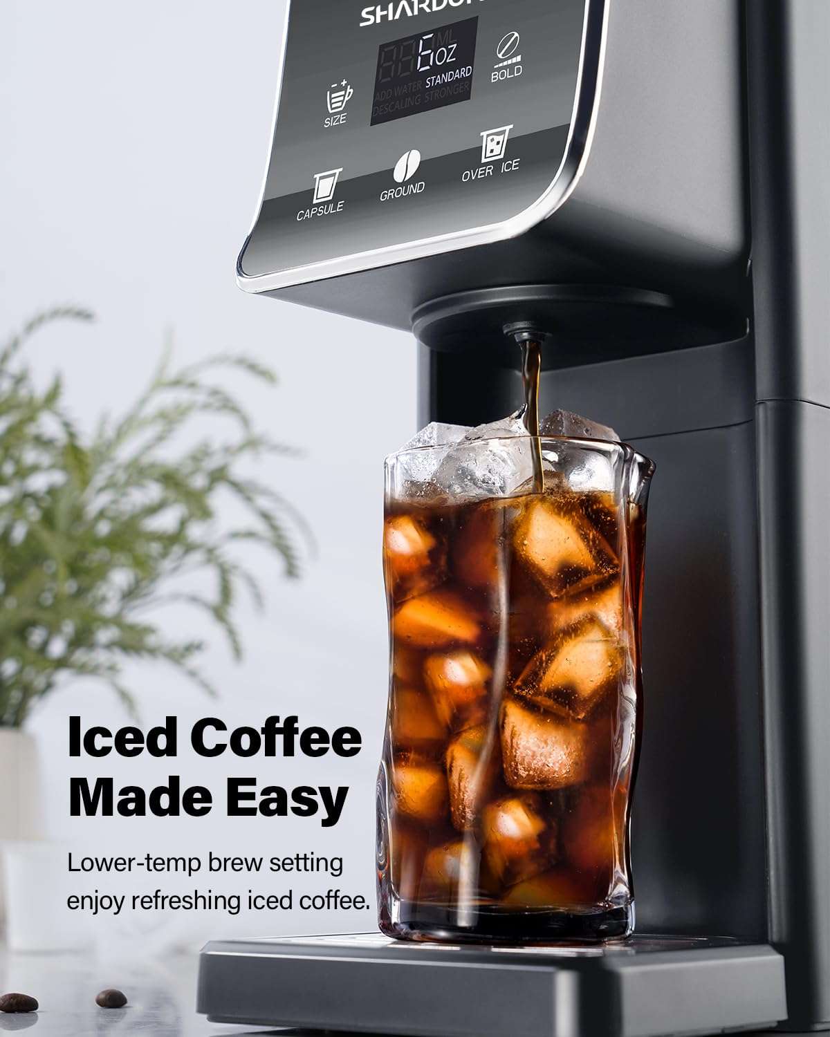 SHARDOR Coffee Maker Hot & Iced With Bold Setting, Single Serve Coffee Maker For K Cup and Grounds, 52oz Removable Water Tank, 6 to14oz Brew Sizes, One Cup Coffee Machine With Reusable Filter, Gray 3