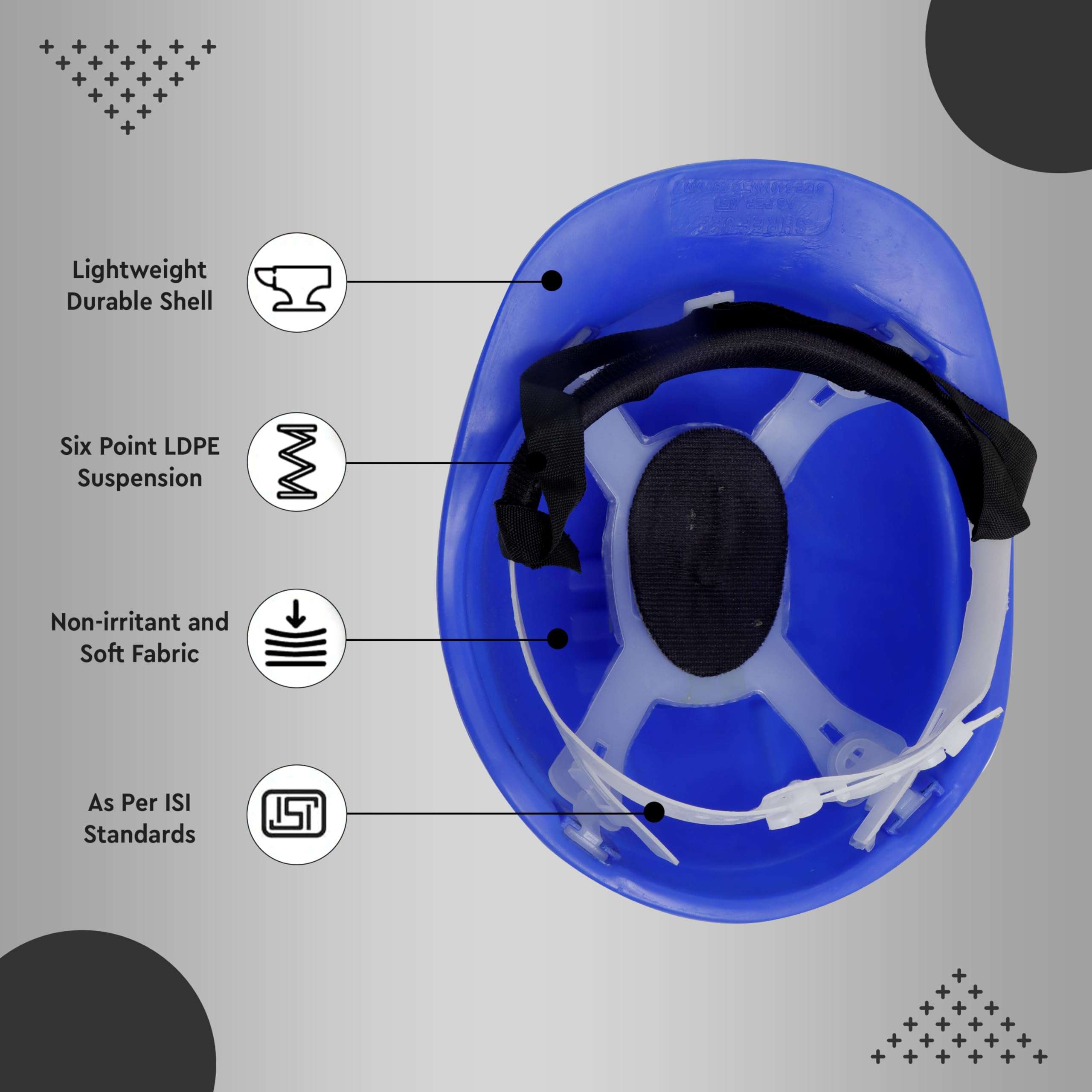 Robustt Safety Helmet - Blue (Pack of 1) | Adjustable Headband | Heavy Duty Material | As Per ISI Safety Standard | Non Irritant and Soft Fabric | Lightweight and Durable 4