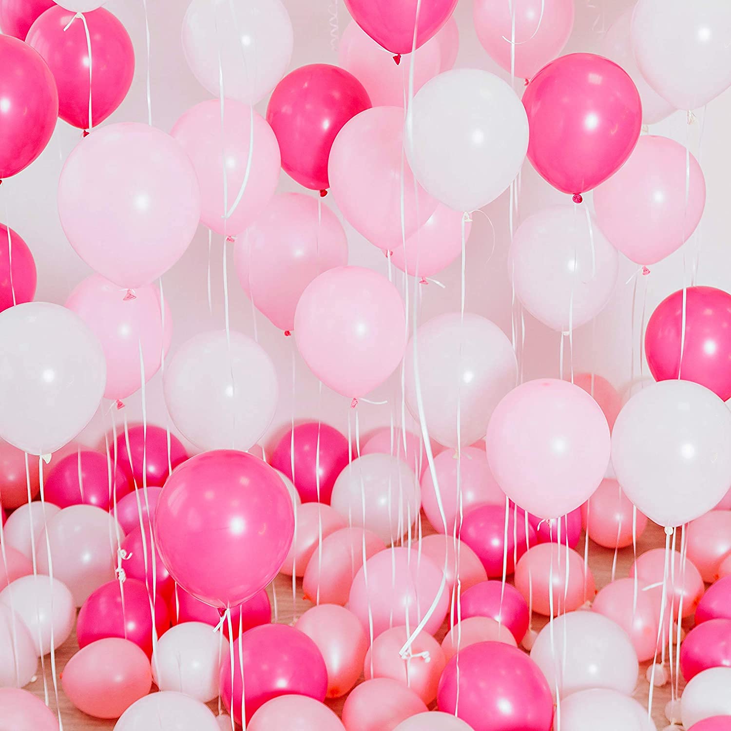 Dark Pink Theme Birthday Party/Balloon Garland Decorations For Kids – 90 Pcs Combo – Light pink, Dark Pink, White Balloons, Rose gold Confetti Balloon – Party decoration 4