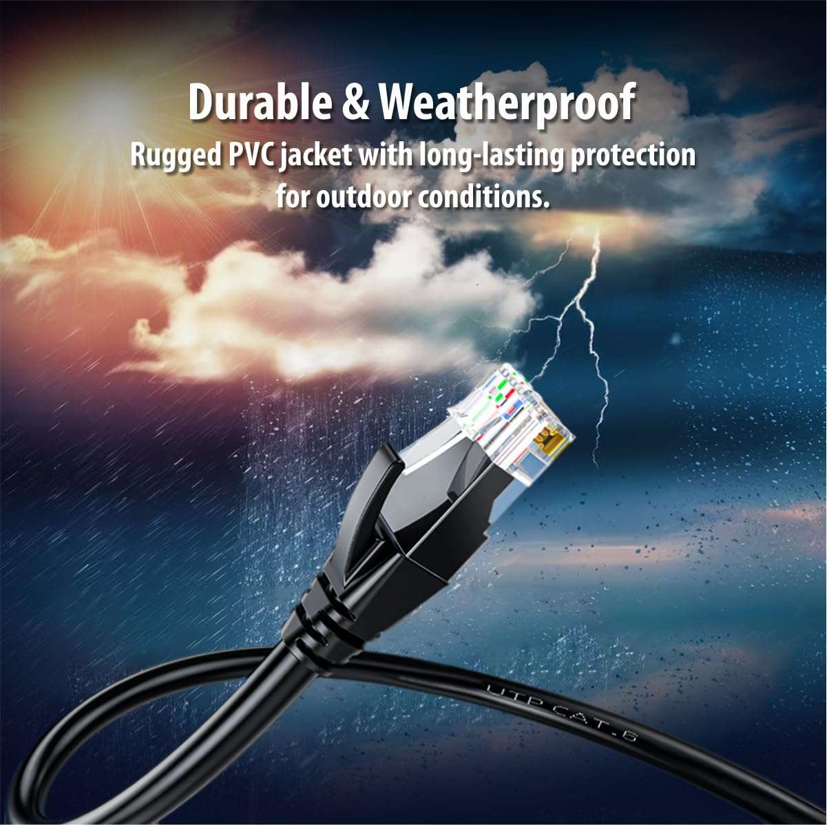 CP PLUS Heavy Duty Outdoor Cat6 UTP Cable 100 Meter | 4 Pair LAN Cable for CCTV & Network | high-density HDPE Insulation | PVC Jacket | High-Speed Data & Video Transmission | CP-EUT-6TSRD-100 3