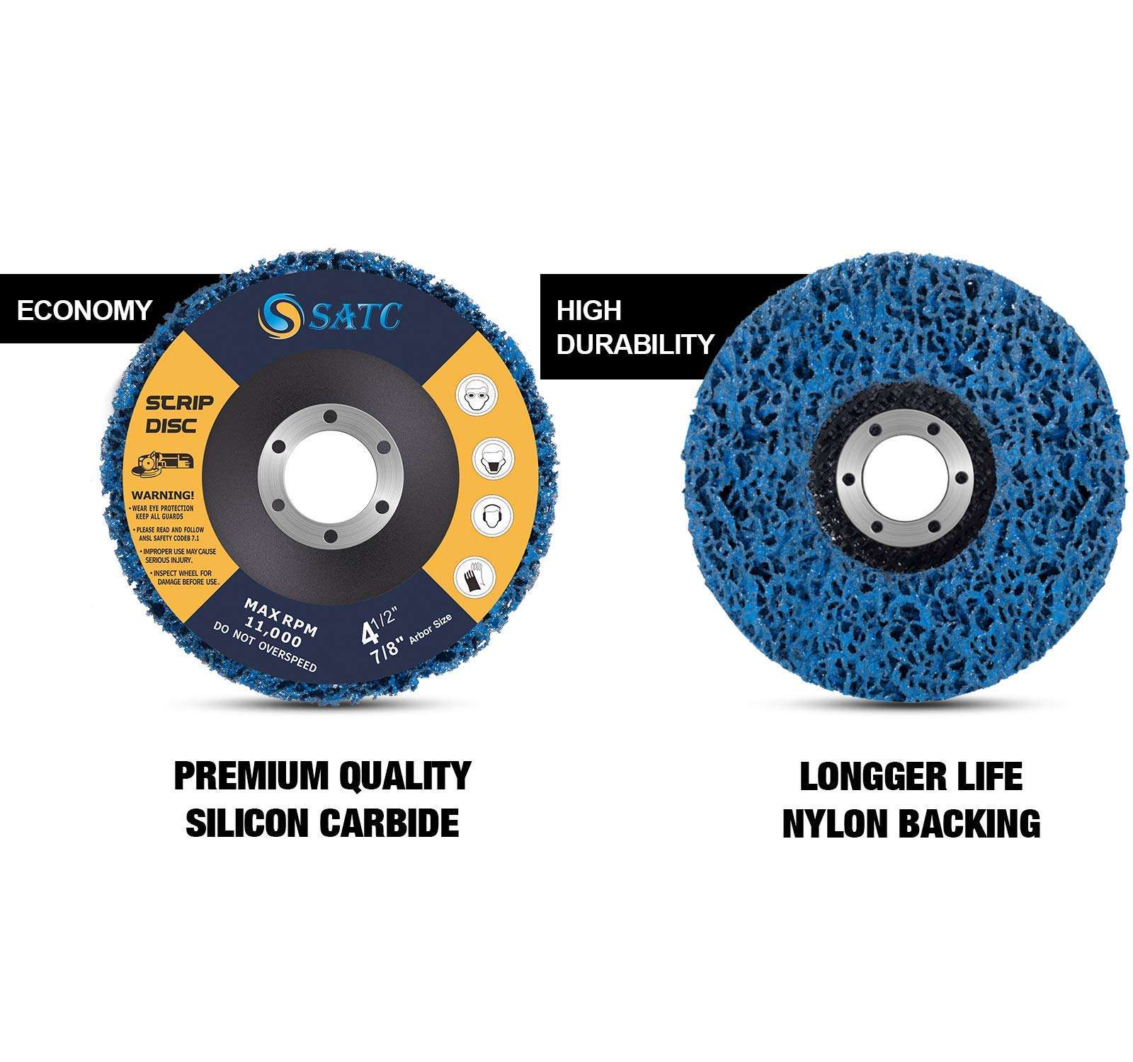 S SATC Blue Strip Discs 5PCS 4-1/2" x 7/8" and 20 Pack Flap Discs 40/60/80/120 Grit Grinding Wheel 4.5" x 7/8" Abrasive Grinding Disc #29 6