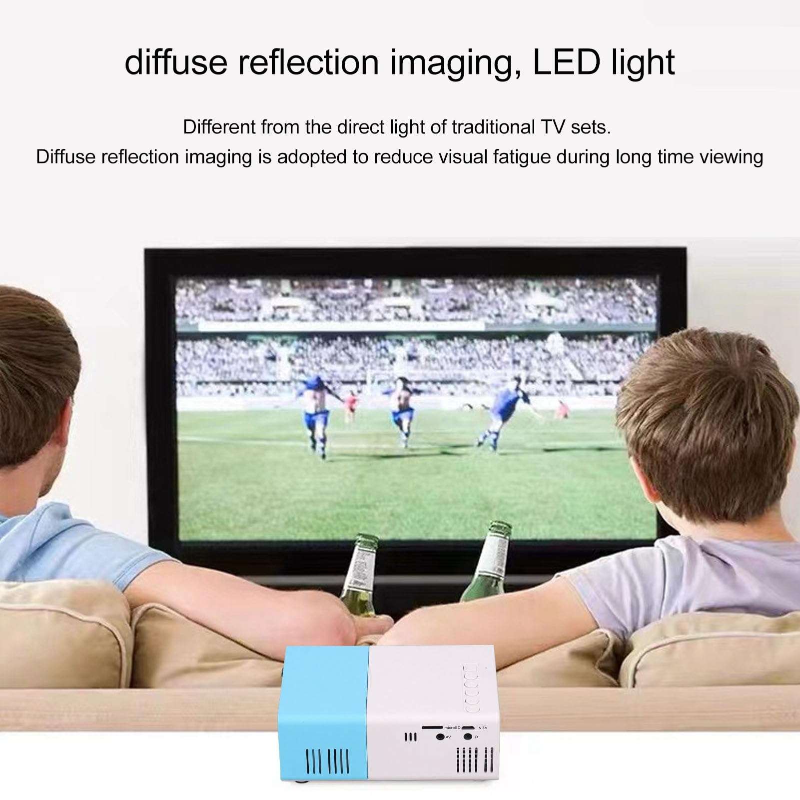 Xcello Mini Projector 1080P HD Inbuilt Speaker Mini Size Diffuse Reflection Imaging Portable Projector for Game Movie 100‑240V (US) 6