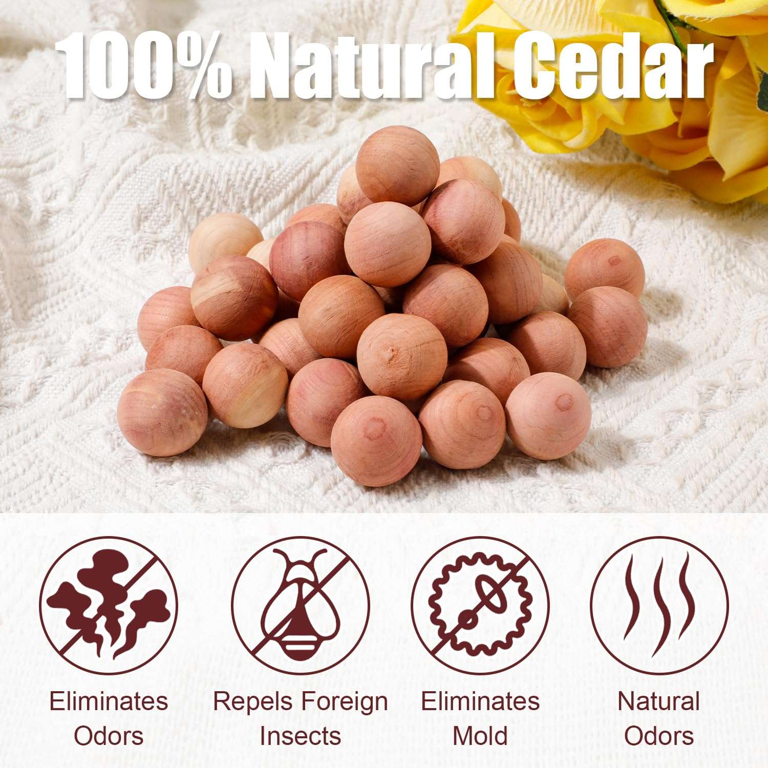 40pcs Cedar Balls for Clothes Storage, 0.87x0.87in Cedar Balls Wood Cedar Blocks Cedar Chips Redolent Cedar Rings for Clothes Storage Houses Drawers Closets Shoebox 5