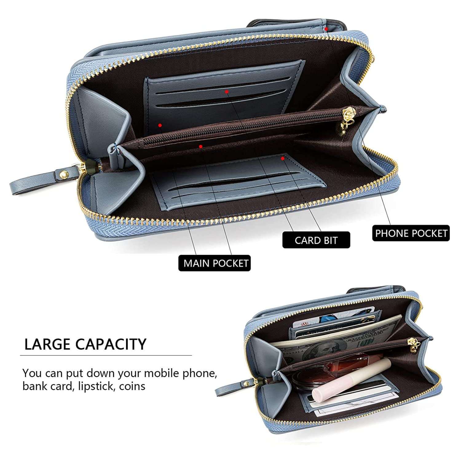 INKMILAN Lightweight Crossbody PU Leather Mobile Phone Stylish Sling Bag For Women With Adjustable Strap And Card Slots For Ladies (Blue) 4