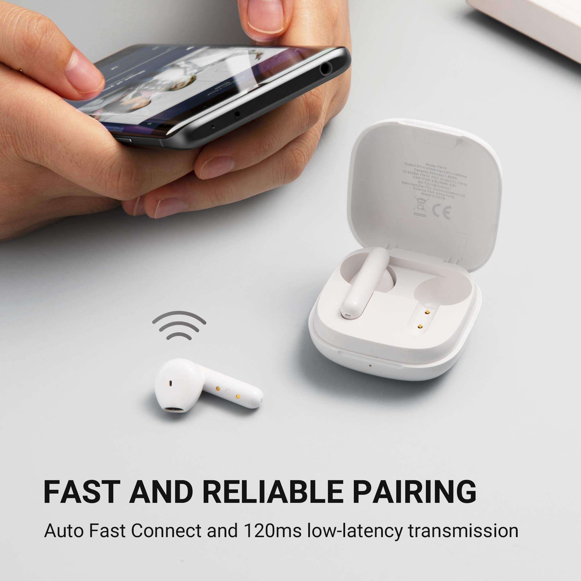 TCL 10L, Unlocked Android Smartphone, 256GB+6GB RAM Android Phone, 4000mAh Verizon Phone Arctic White S150 True Wireless Earbuds, Deep Bass with 13mm Drivers 6