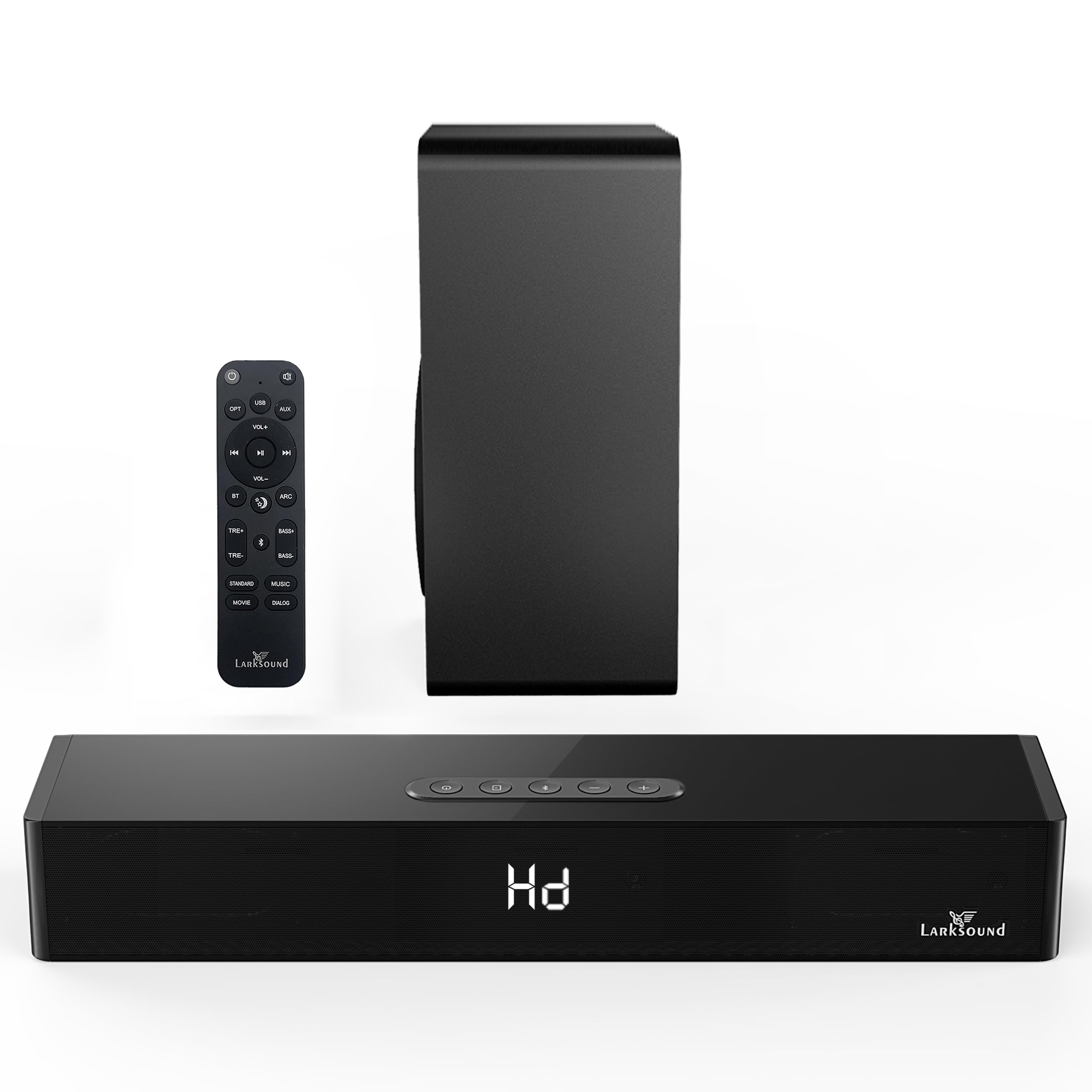 LARKSOUND 2.1 Soundbar with Subwoofer, 16" Sound Bar for TV with HDMI/Optical/AUX/Bluetooth/USB Connections