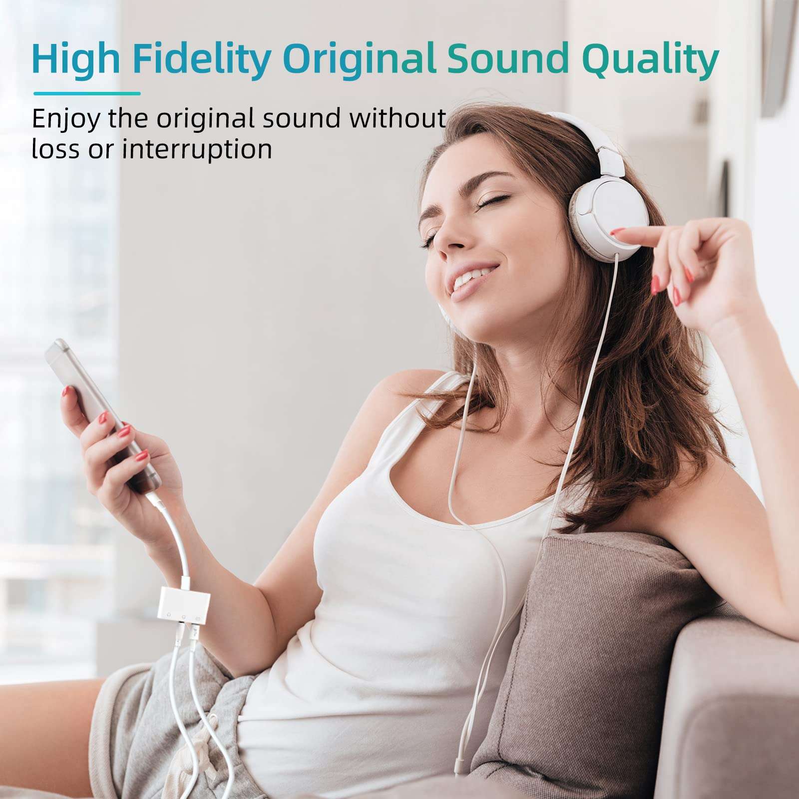 3.5mm Headphone Splitter for iPhone iPad 3 in 1 Earphone Jack Adapter with Fast Charging Lightning Audio Jack Connector Compatible for iPhone 14 13 12 11 X XR XS 8 7 iPad 3