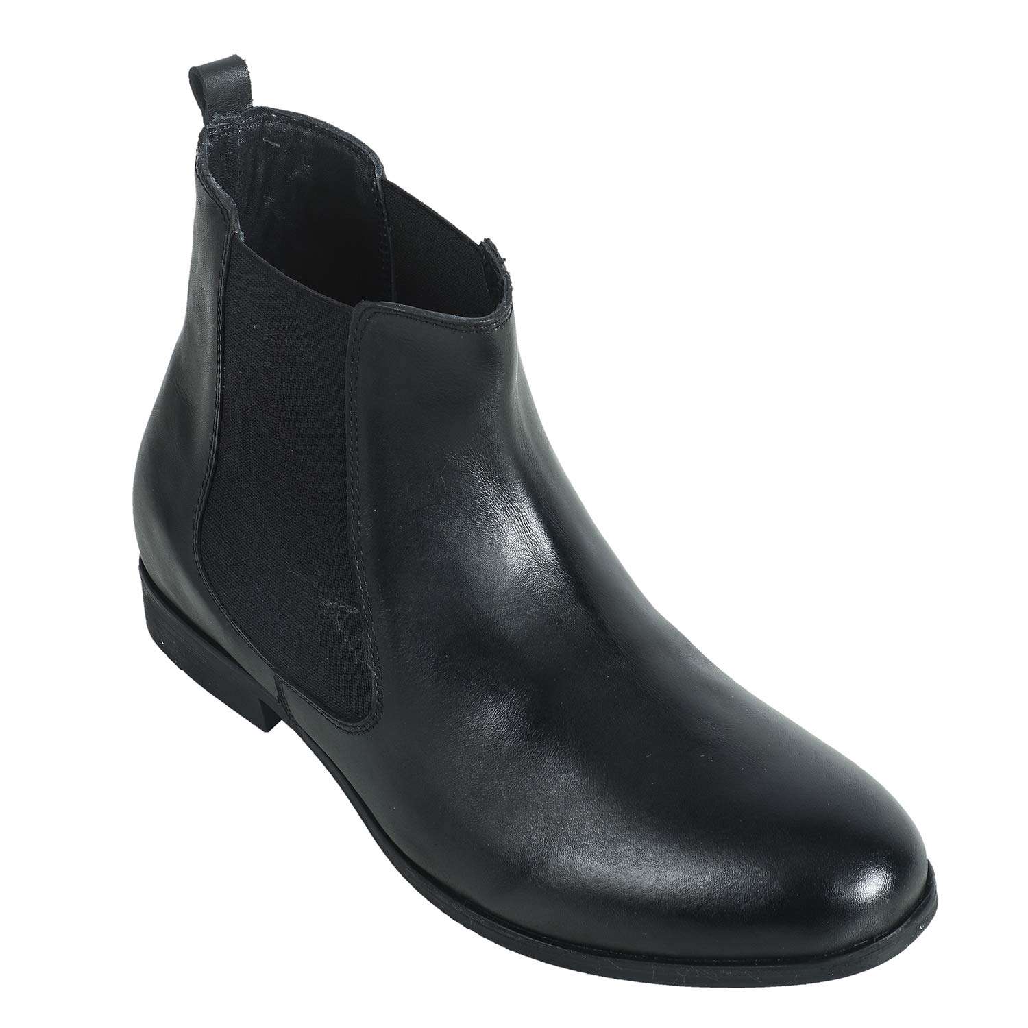 Men's Black Leather Chelsea Boots with Height (5.5) 1