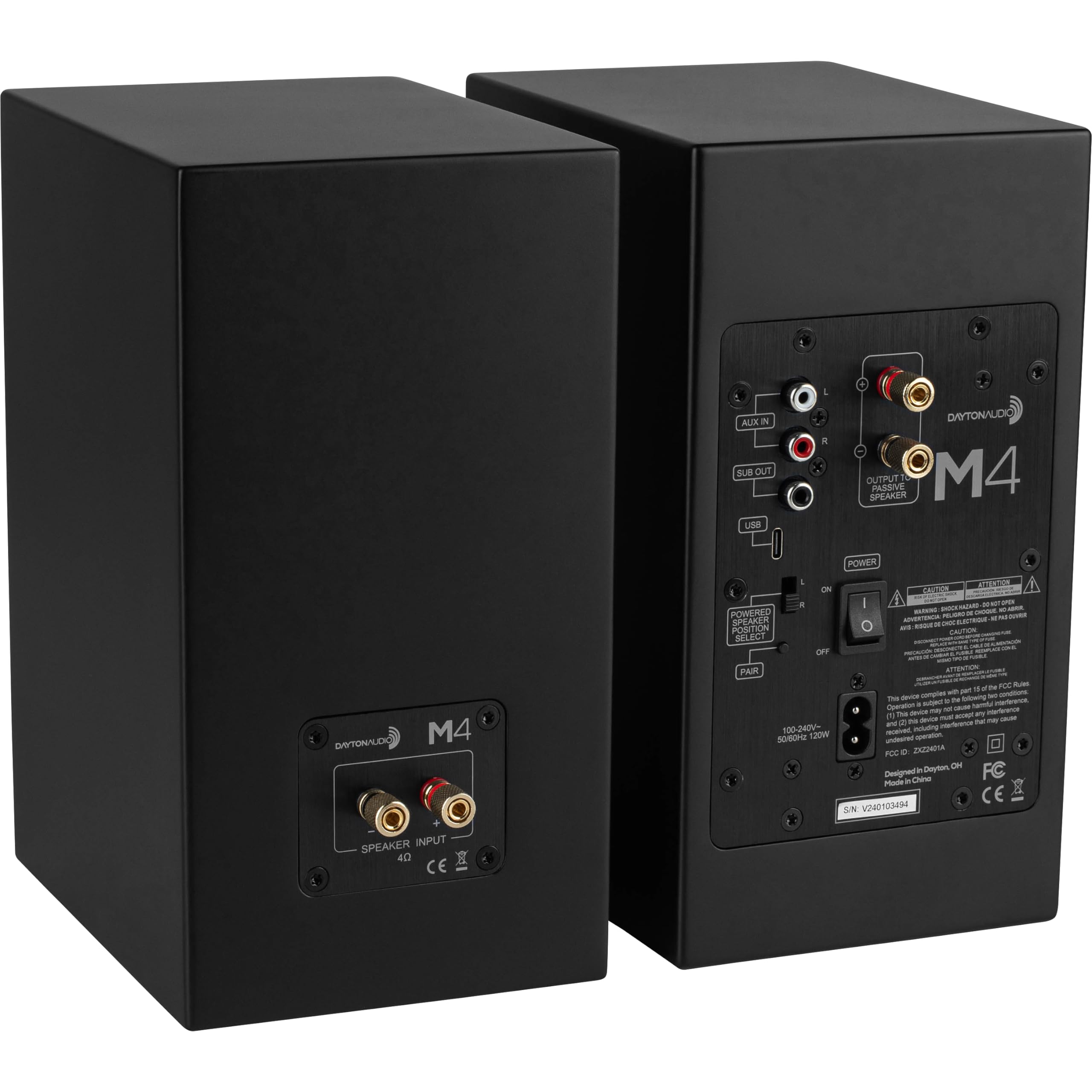 Dayton Audio M4 Powered Desktop Speakers with Bluetooth and USB DAC | Remote Included | 150W Peak Power | Pair (Black, 4in) 3