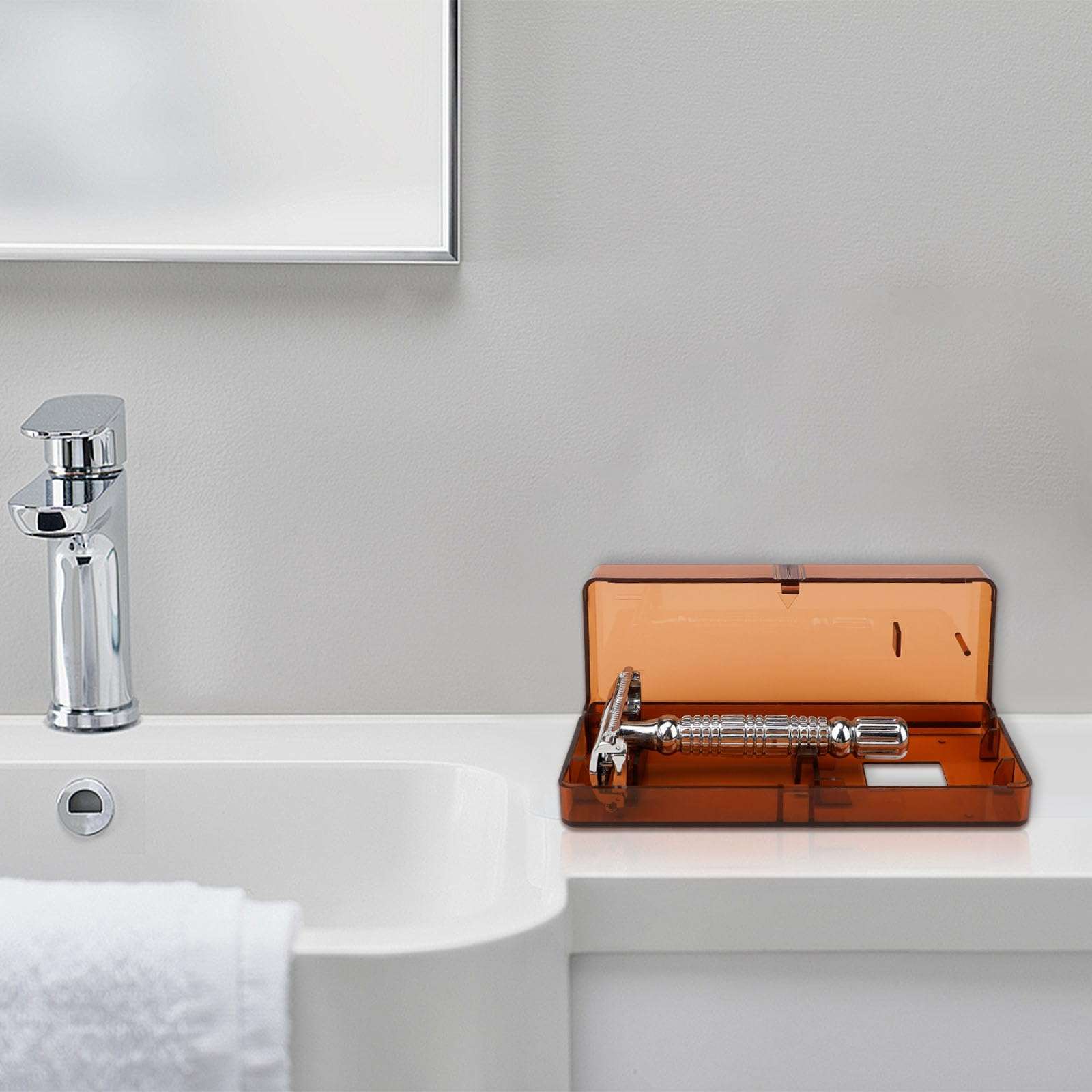 Linkidea 2 Pcs Razor Holder Case, Portable Travel Razor Protector Hard Case, Manual Razor Protector Box Compatible with Vikings Blade the Chieftain, Chieftain Odin Safety Razor (Brown) 6