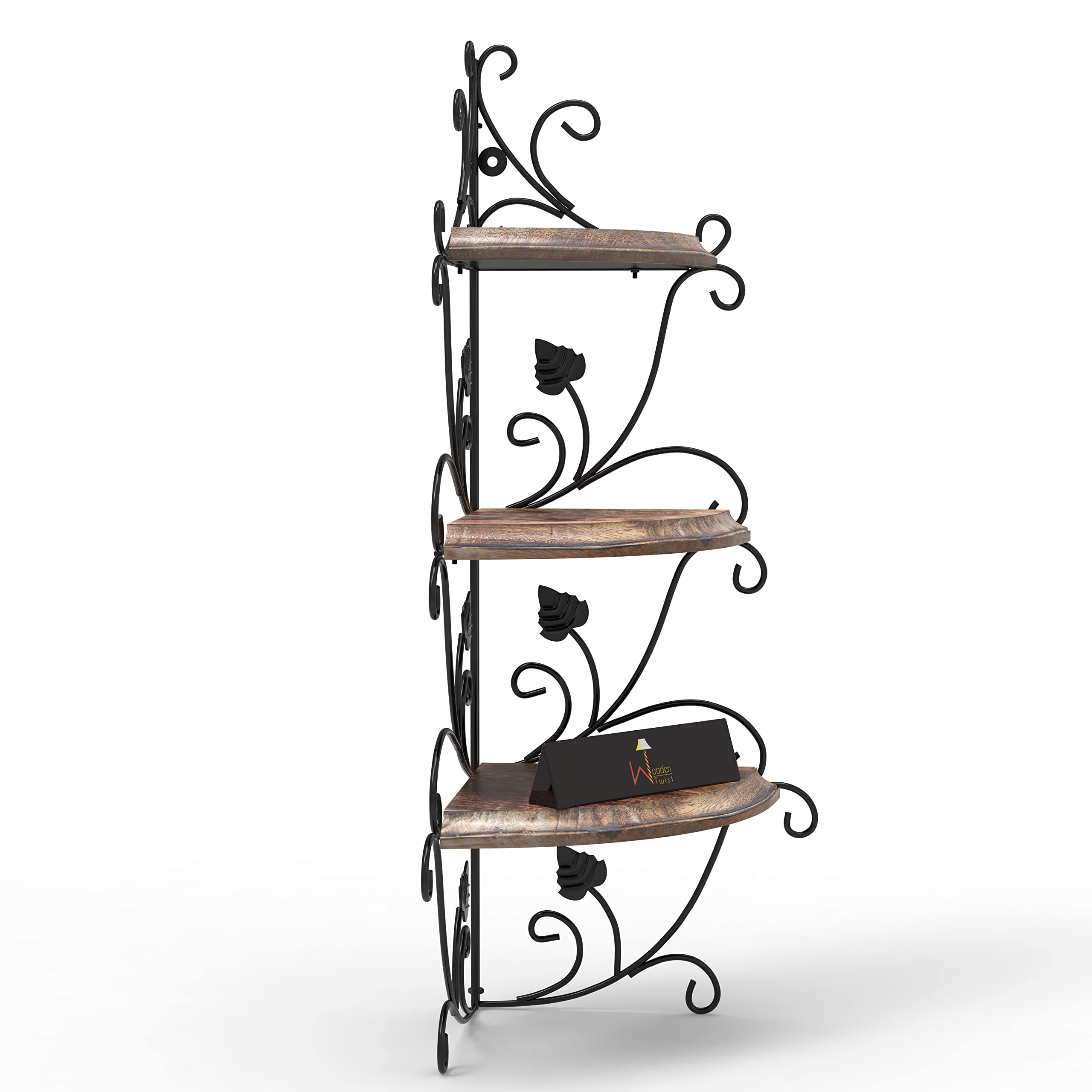 Onlineshoppee Wooden & Iron Corner Rack Home Decor Corner Shelves (Antique) 5