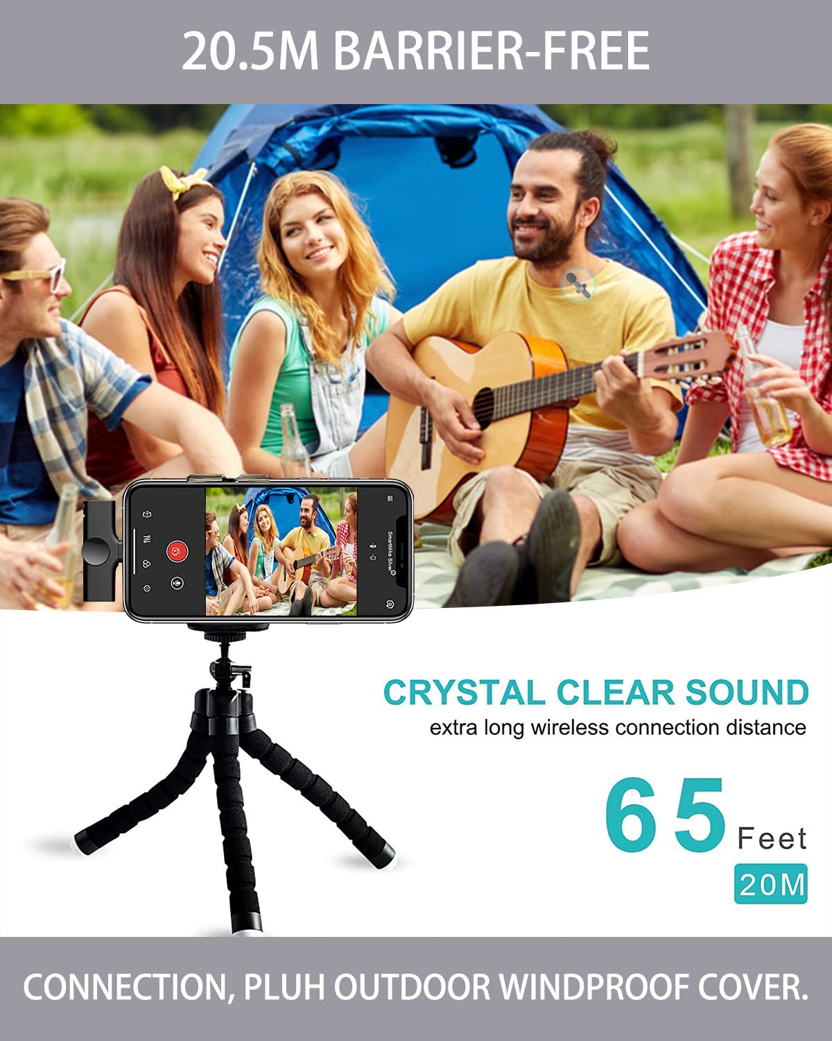 KDMLR Professional Wireless Lavalier Microphone for iPhone, iPad - Cordless Omnidirectional Condenser Recording Microphone for Interview Videos Podcast Vlog YouTube Sound Recording 4
