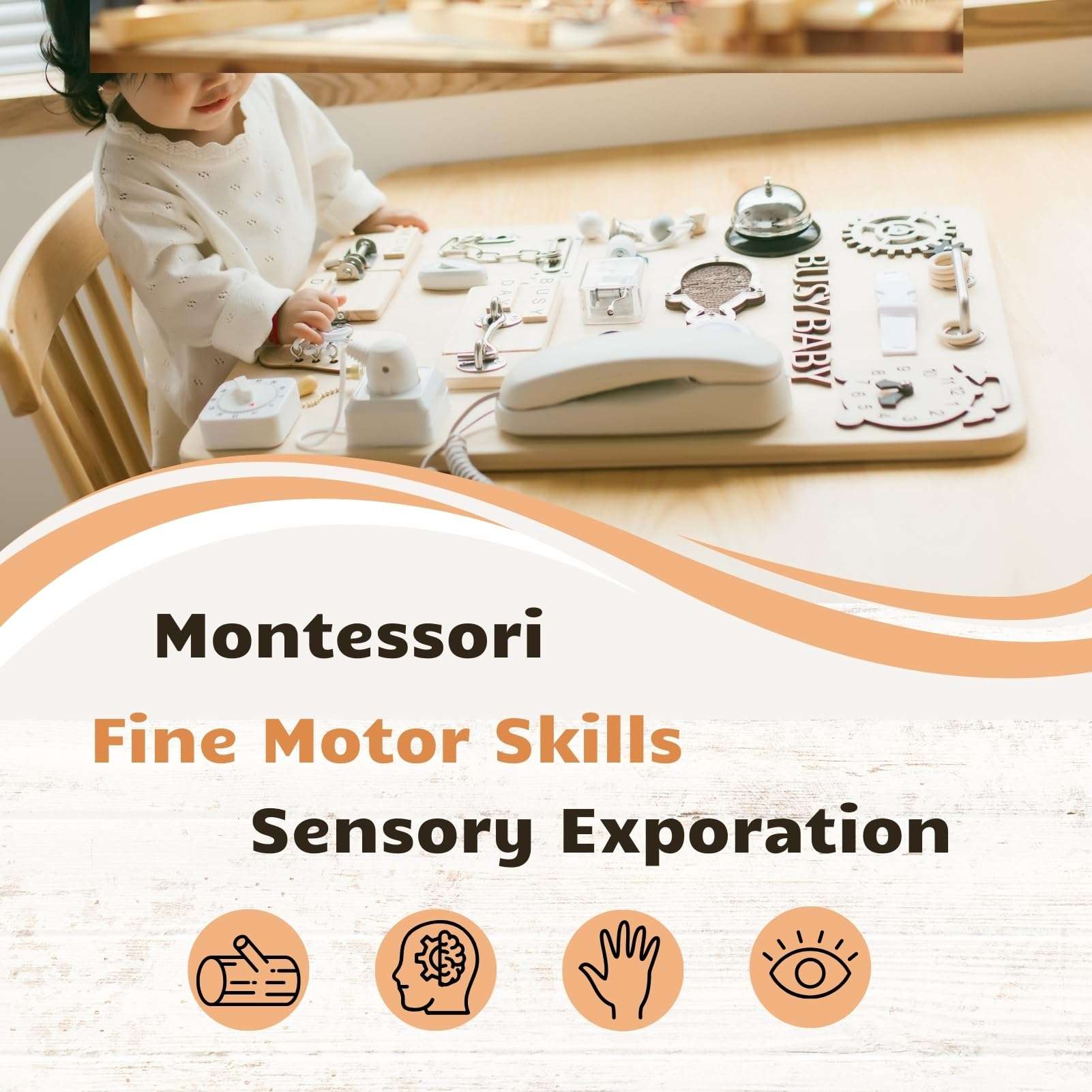 Montessori Wooden Busy Board DIY Accessories Parts Set-DIY Materials for Parents-Sensory Board Items-Activity Parts-Preschool Educational Toy-Sensory Wall Material Kit-Wooden Door 5
