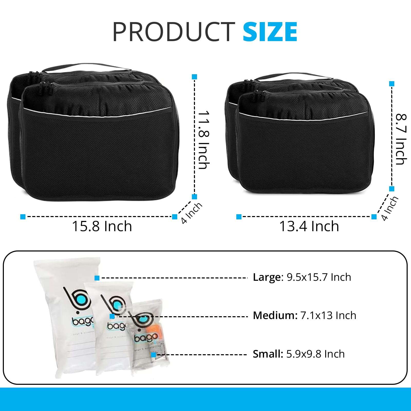 Bago Travel Bundle: 4 Packing Cubes & 120L Duffel Bag Set - Organize and Carry with Ease 4