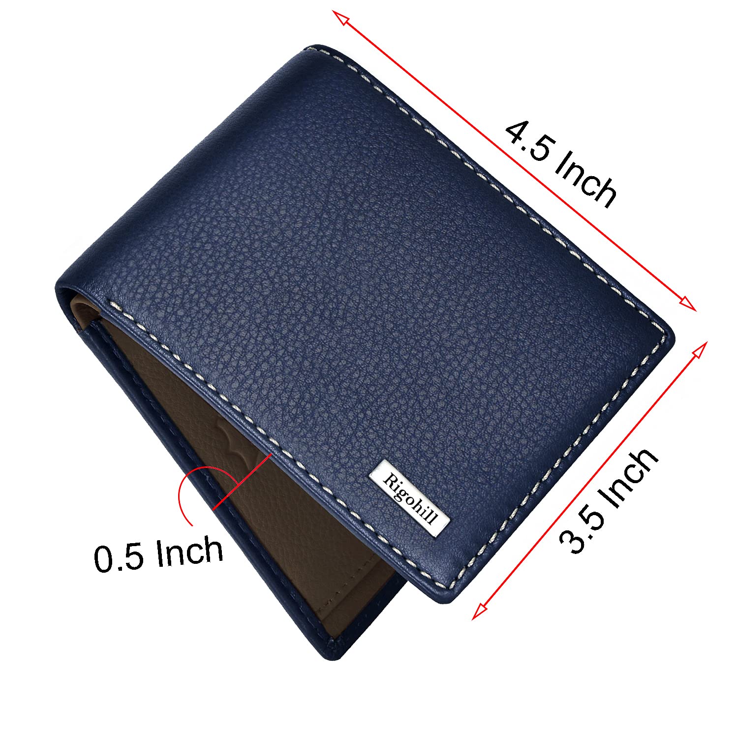 Rigohill Dusky Navy/ Mud Mens Leather Wallet | Leather Wallet for Men | RFID Mens Wallet 6