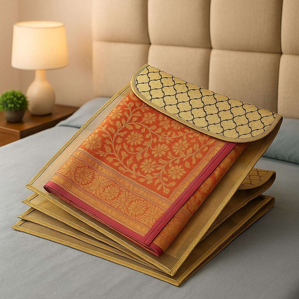 RAAHII 10 Piece Transparent Single Saree Cover With Flap, Suit Packing Plastic Covers For Sadi, Duppata, Clothes Bags, Lehenga, Kurti For Wedding Gifting Or Wardrobe Storage Organizer, 2 cm, 37 cm 5