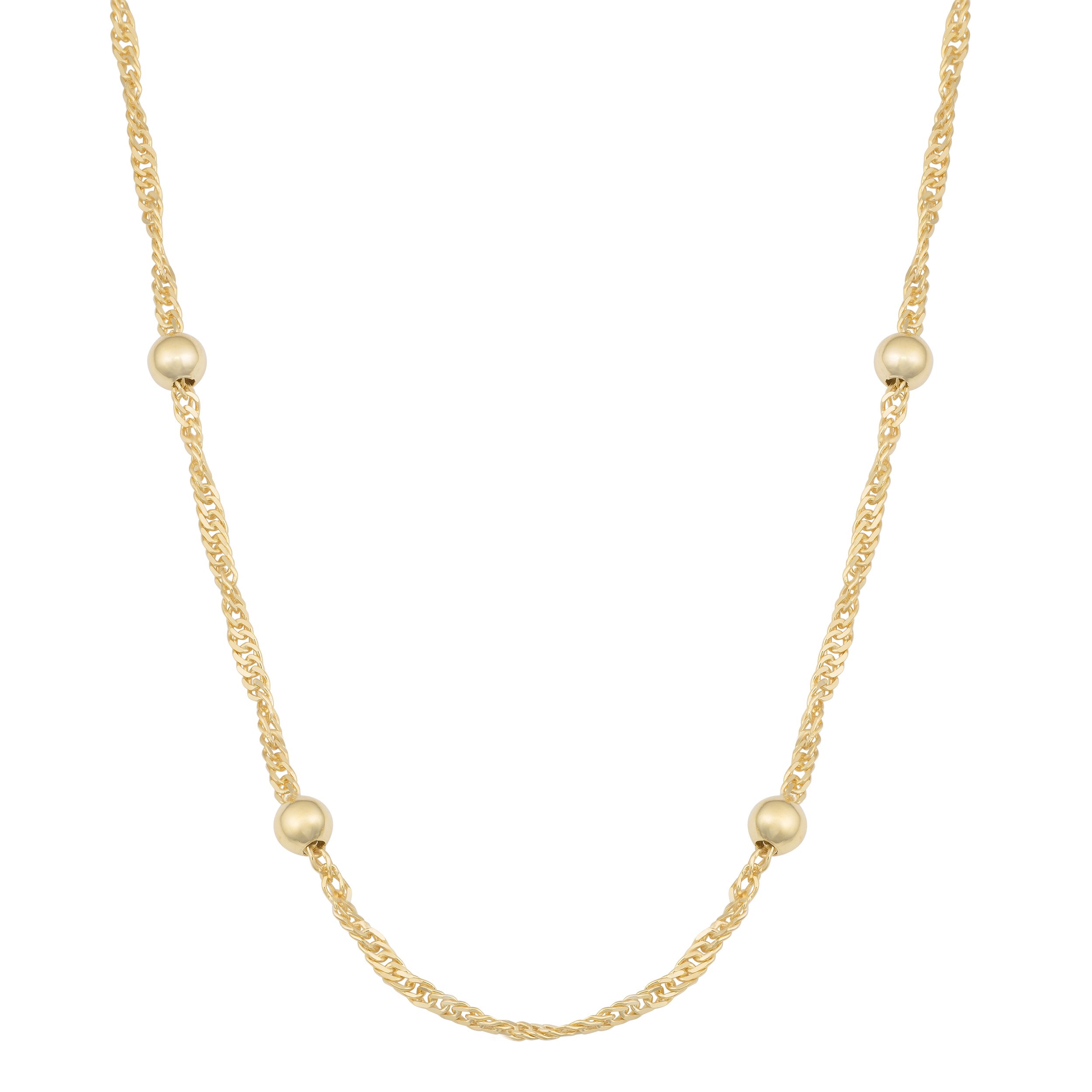Kooljewelry Yellow Gold Plated Silver 4 mm Bead Station Singapore Chain Necklace (30 inch) 1