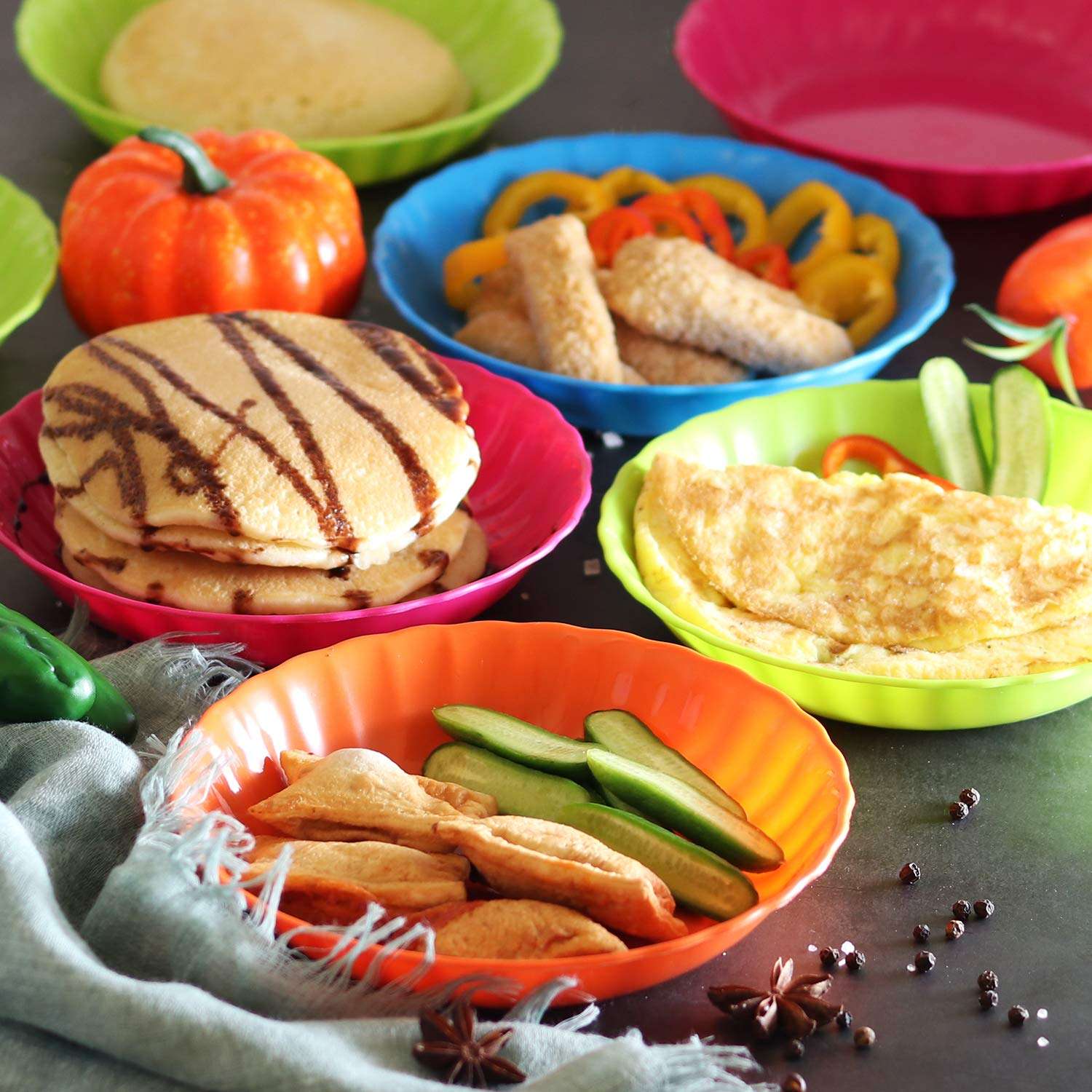 Set of 20 – 6 Inch Kid Plates - Kids Plastic Plates - Reusable Plastic Plates– BPA Free Dinner Plastic Plates for Kids - Food Safe Plastic Reusable Plates – Kids Plates Microwave and Dishwasher Safe 6