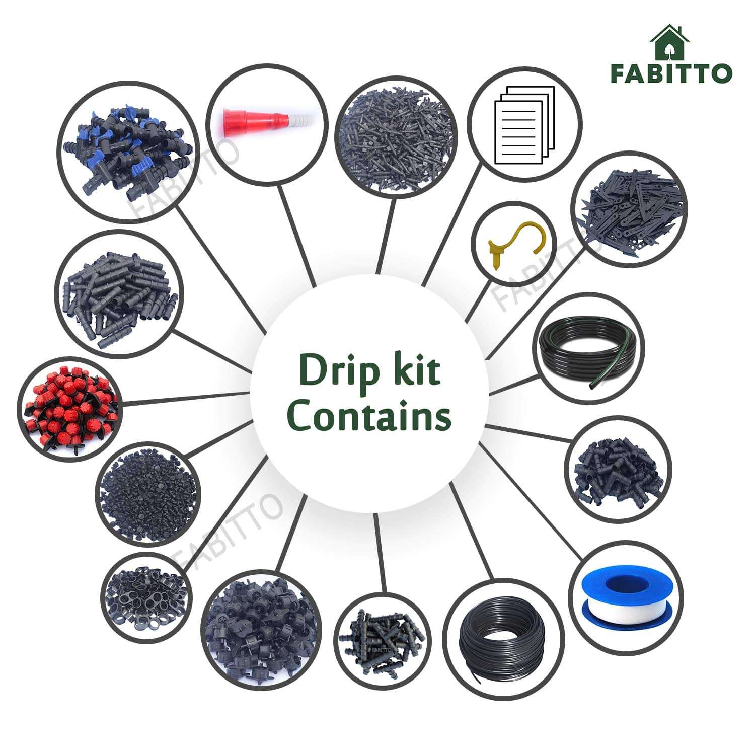 FABITTO® Drip Irrigation kit for Home Garden Plants kit Watering System for Plants. (60 Plants Drip Kit) 5