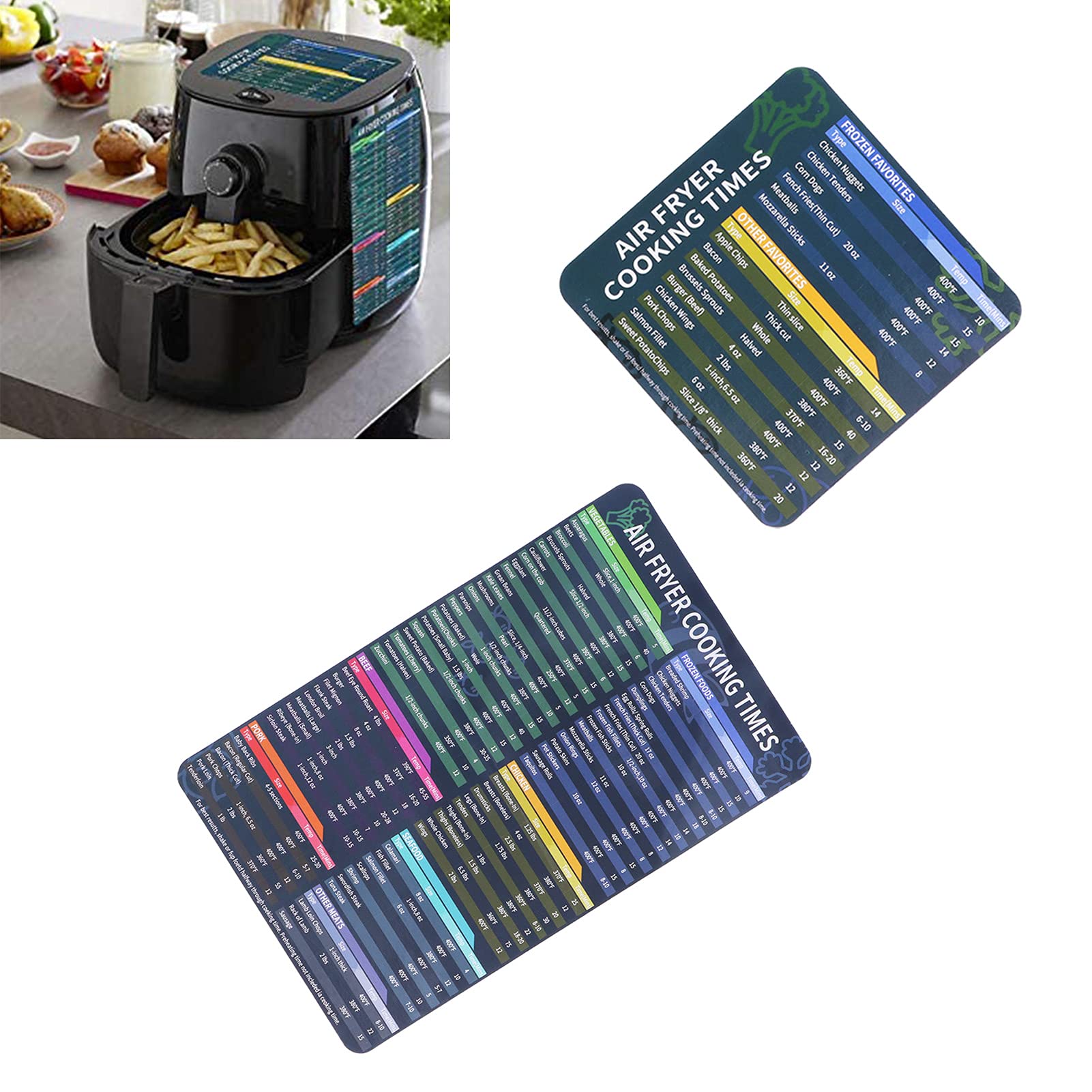 Kitchen Fryer Guide, Quick Reference Fryer Time Sheet Water Oil Resistance for Home for Kitchen for Restaurant(Fryer 17 * 27 Set) 3