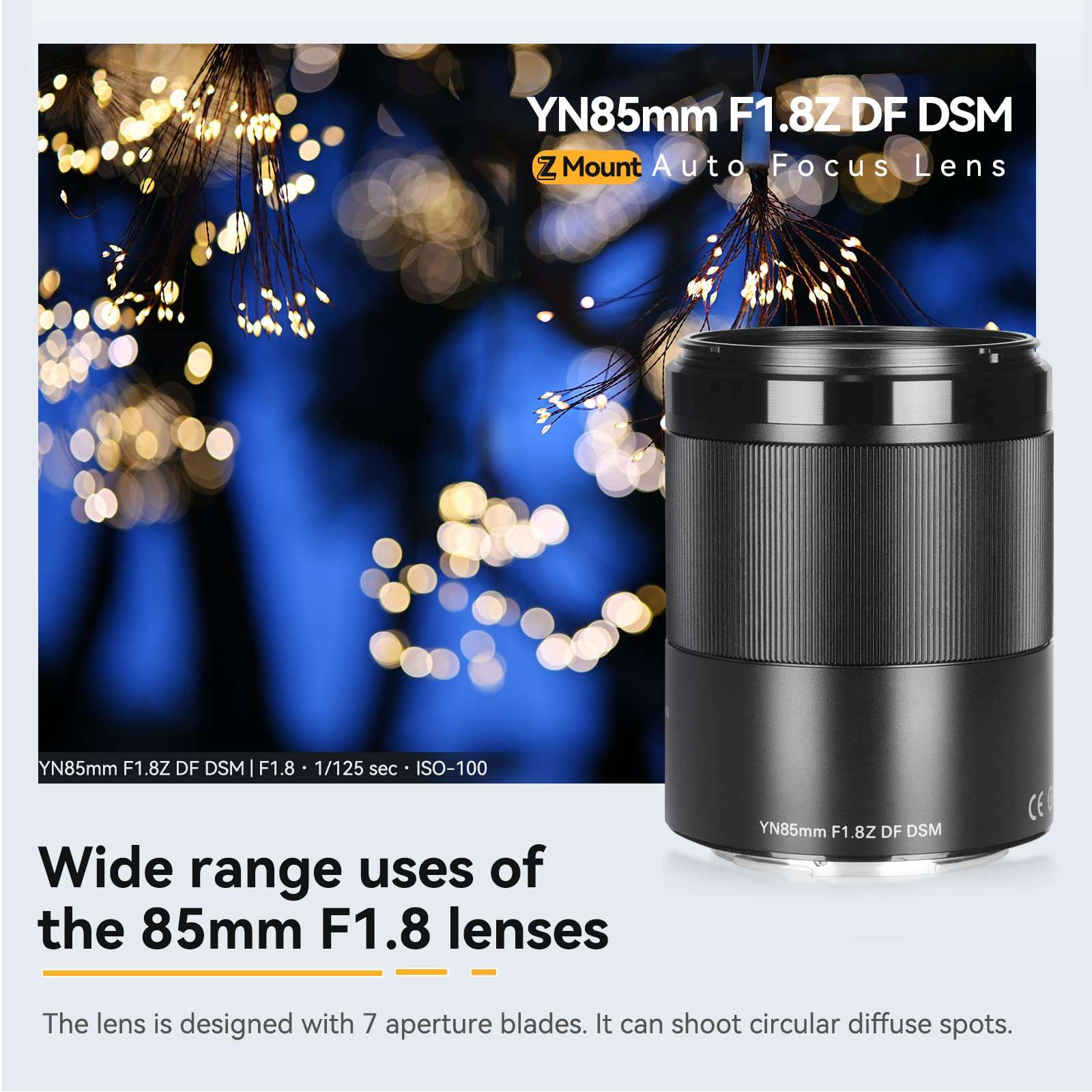 Yongnuo YN85MM F1.8Z DF DSM Lens, Full Frame Auto Focus Medium Telephoto Prime Lens, for Nikon Z Mount Mirrorless Cameras Black 4