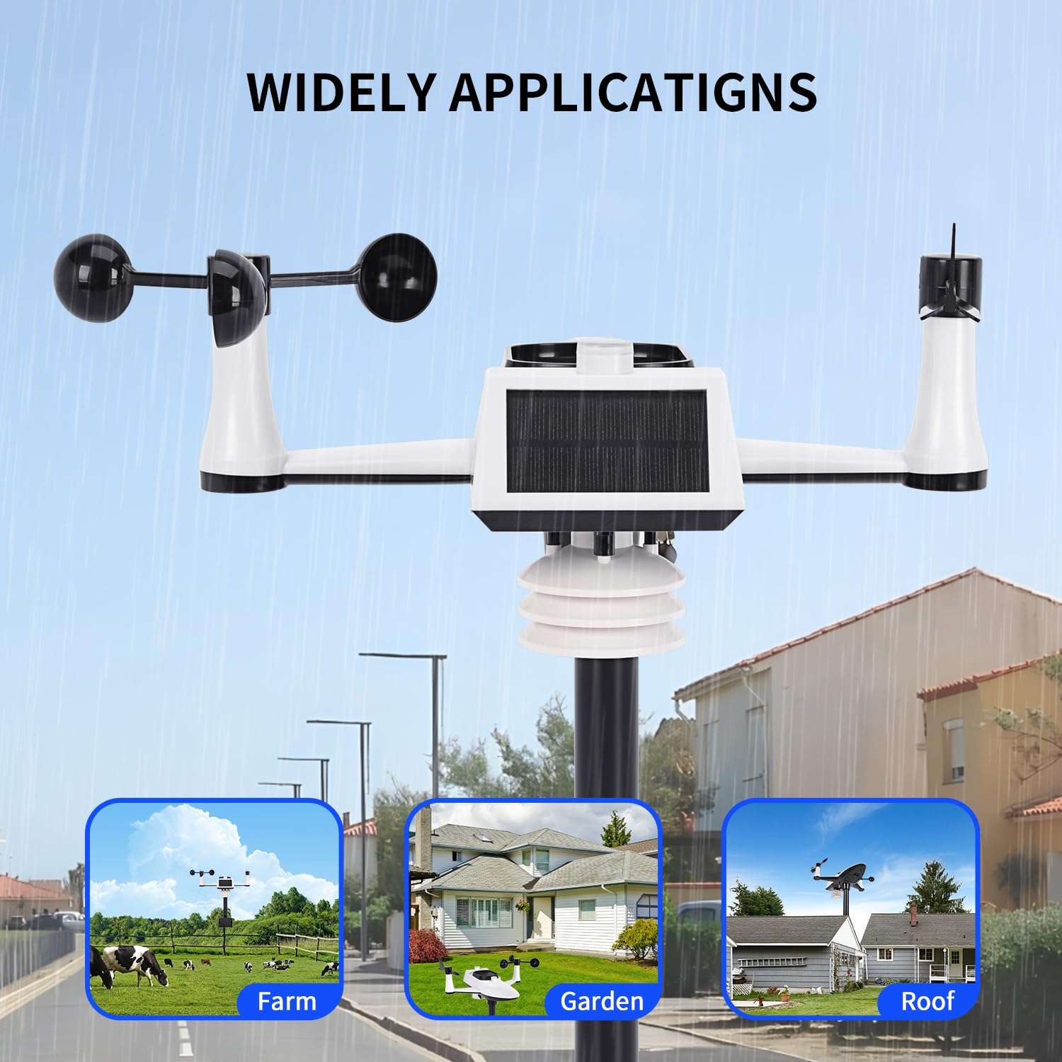 Wireless Weather Station, Outdoor Weather Forecast Weather Station, Measuring Temperature, Humidity, Wind Speed, Wind Direction, Rainfall, Light Intensity and Uv Meteorological Instruments 5