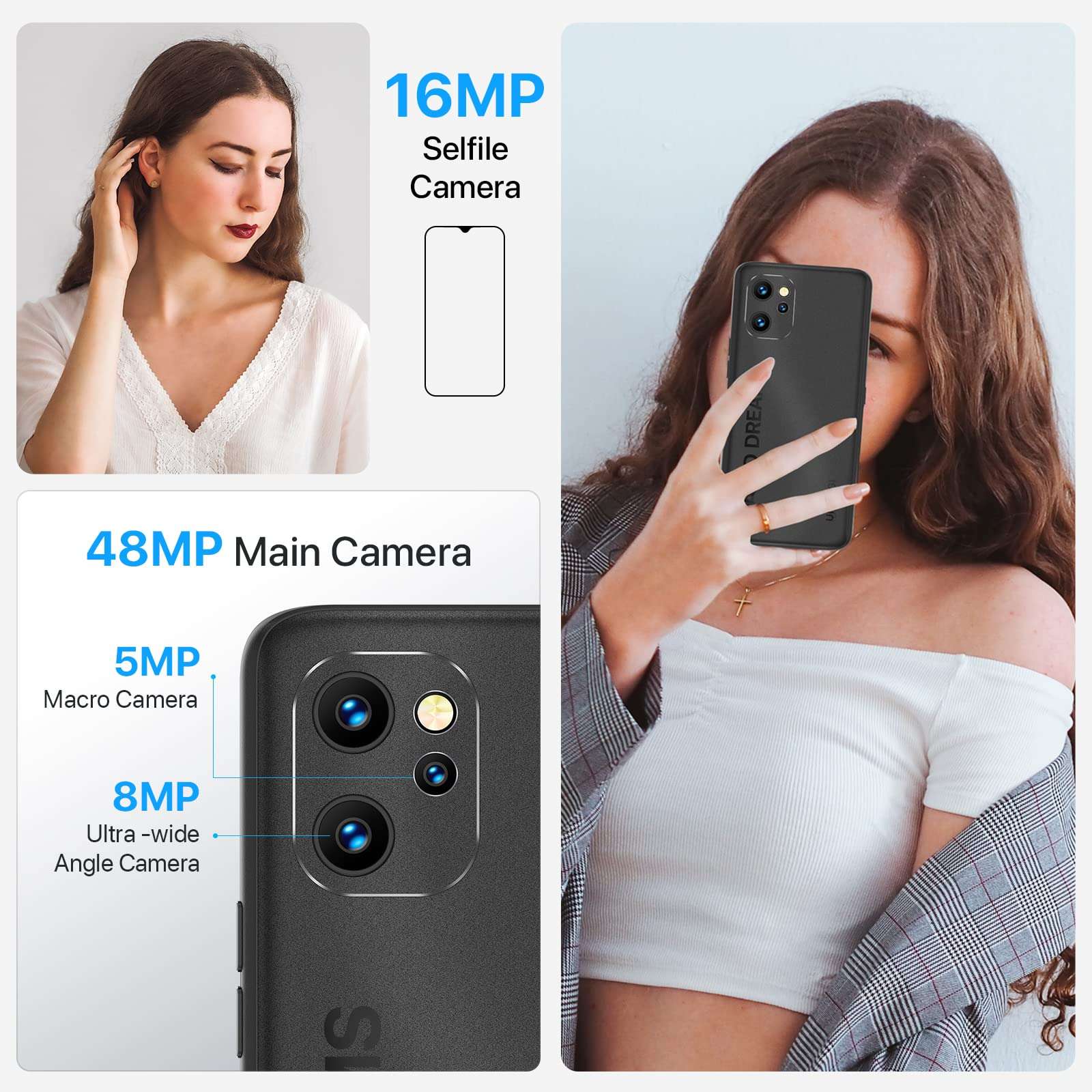 UMIDIGI Power 7 MAX Unlocked Cell Phone,6GB+128GB 10000mAh Battery,6.7" Full Screen + 48MP AI Triple Camera Android Smartphone,NFC,GPS,Face & Fingerprint,BLE 5.0, WiFi 2.4GHz/5GHz,Warranty,Black 3