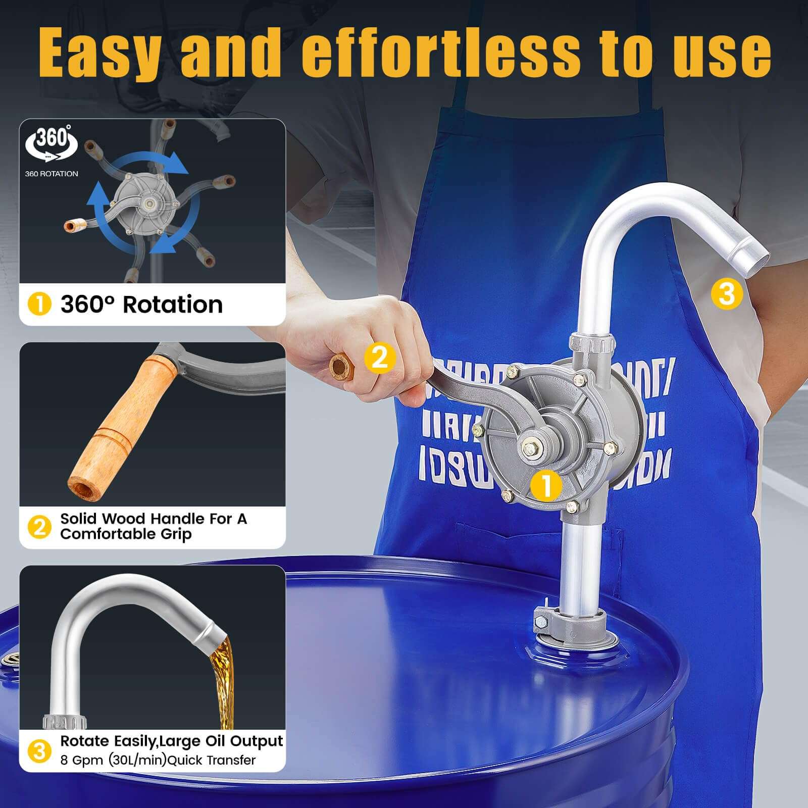 TALFIT Aluminum 55 Gallon Drum Pump, Precision Engineered for Optimal Fluid Transfer, Hand Fuel Pumps for Diesel, Hydraulic Fluid 4