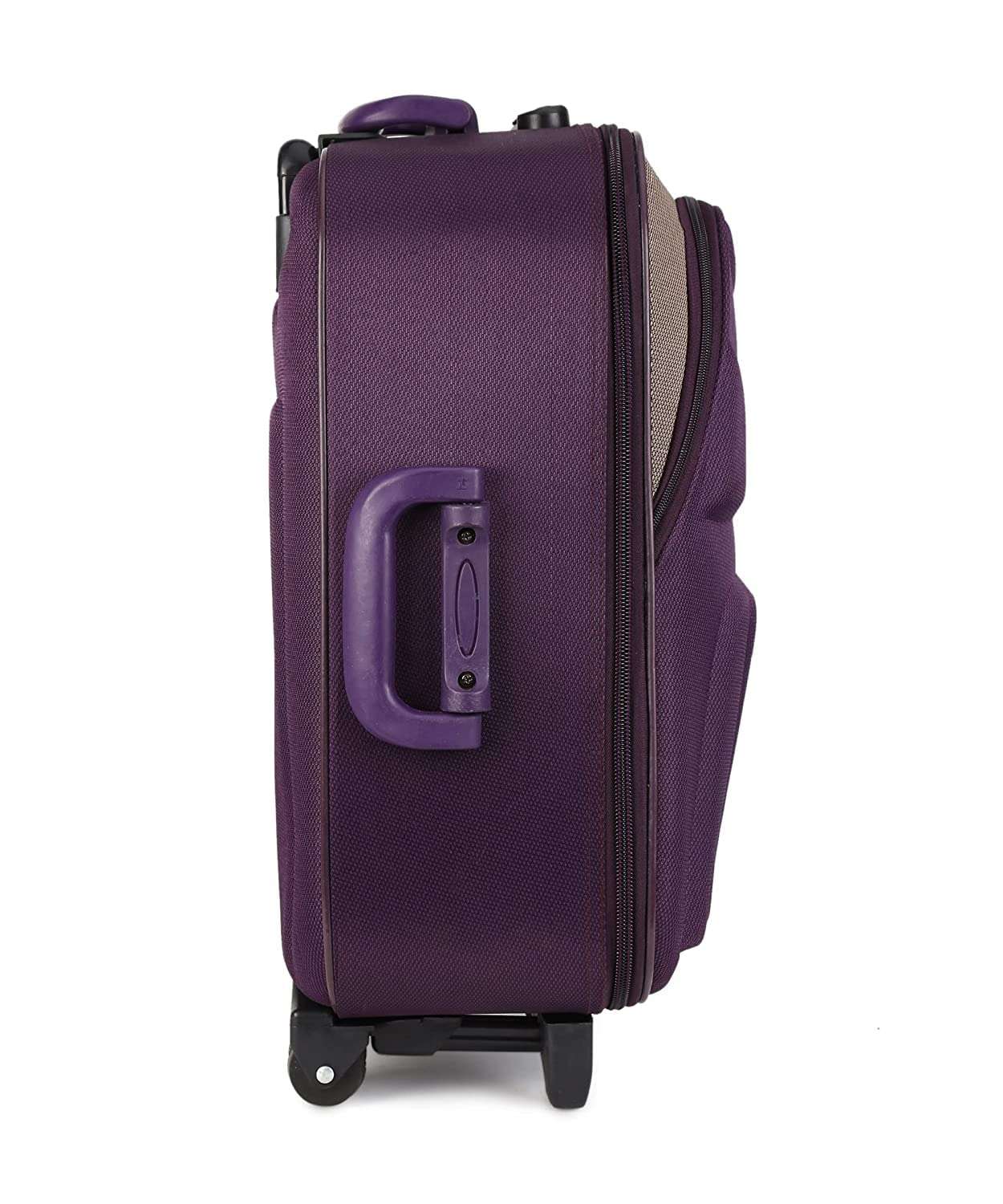 Scottish Model Polyester Soft-Side 66cm Medium Check-in 2 Wheels Luggage Trolley Bag with Spinner Wheels (Medium, Purple Brown) 2