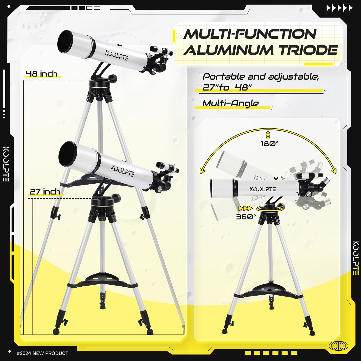 Telescope, 90mm Aperture 700mm - Vertisteel AZ Mounting Base, Highly Adjustable Telescopes, Ideal for Adults, Astronomers & Kids with Carrying Case, Wireless Remote, Phone Adapter (White) 4
