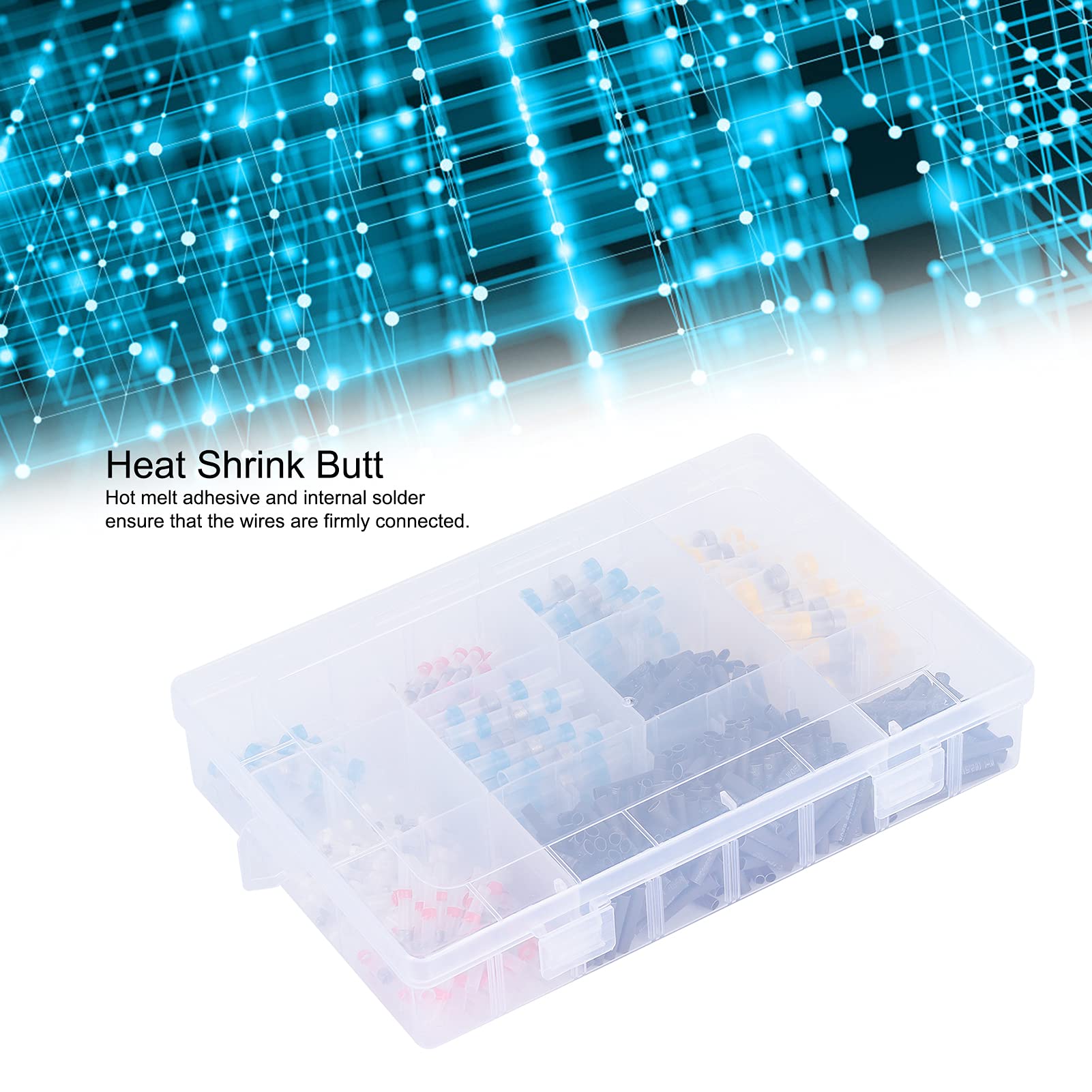 500pcs Heat Shrink Tube Butt , Shaft Collars Heat Shrinkable Shaft Collars Connectors Set Solder Seal Electrical Wire Terminals Waterproof Electrical Kit for Cars Trucks And Ships Wiring 3