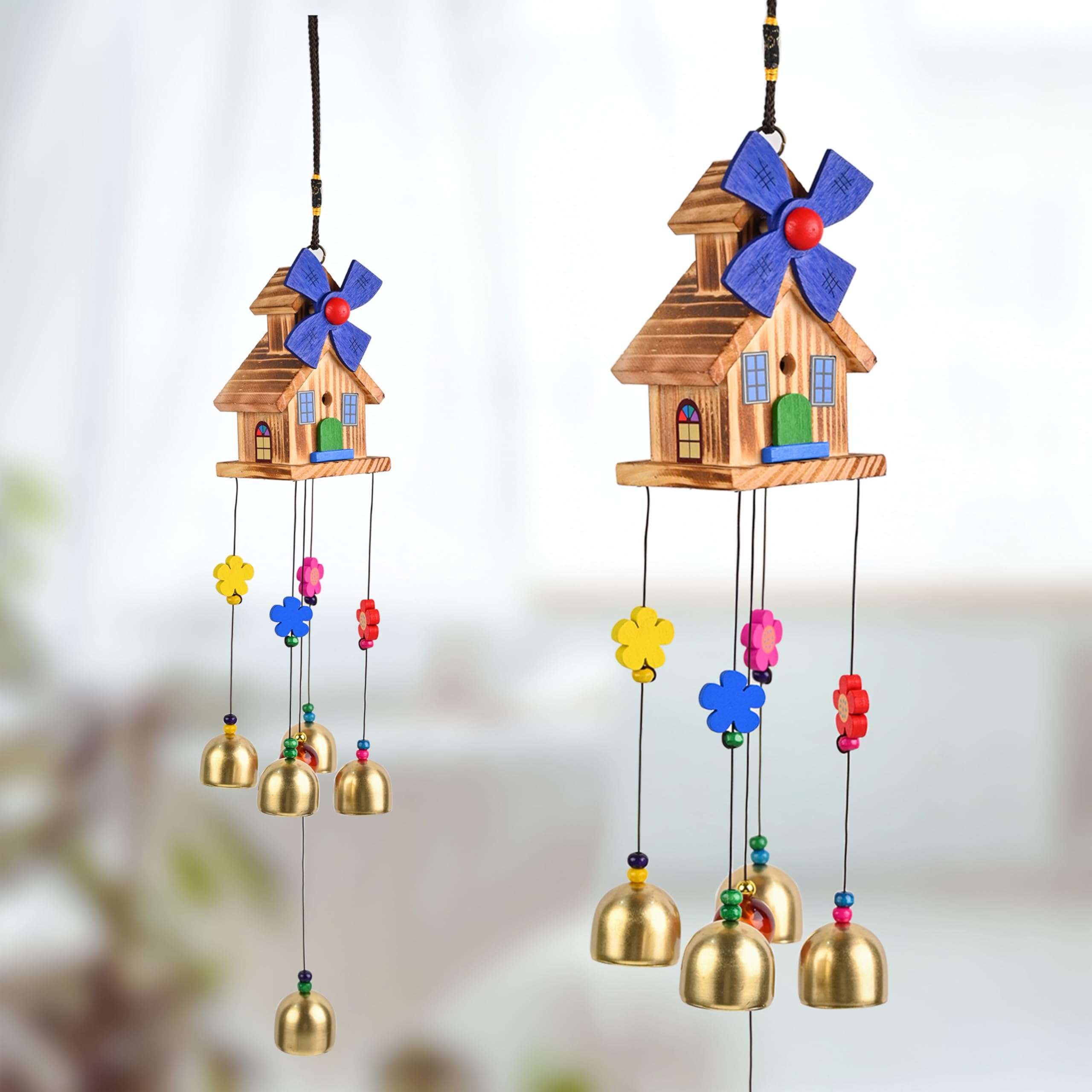 Hindcraft Wooden Wind Chimes for Balcony & Home Decoration | 5 Bells Hanging Showpiece for Living Room | Vastu & Positive Energy | House Warming Gift for Women & Home Decor Items 3