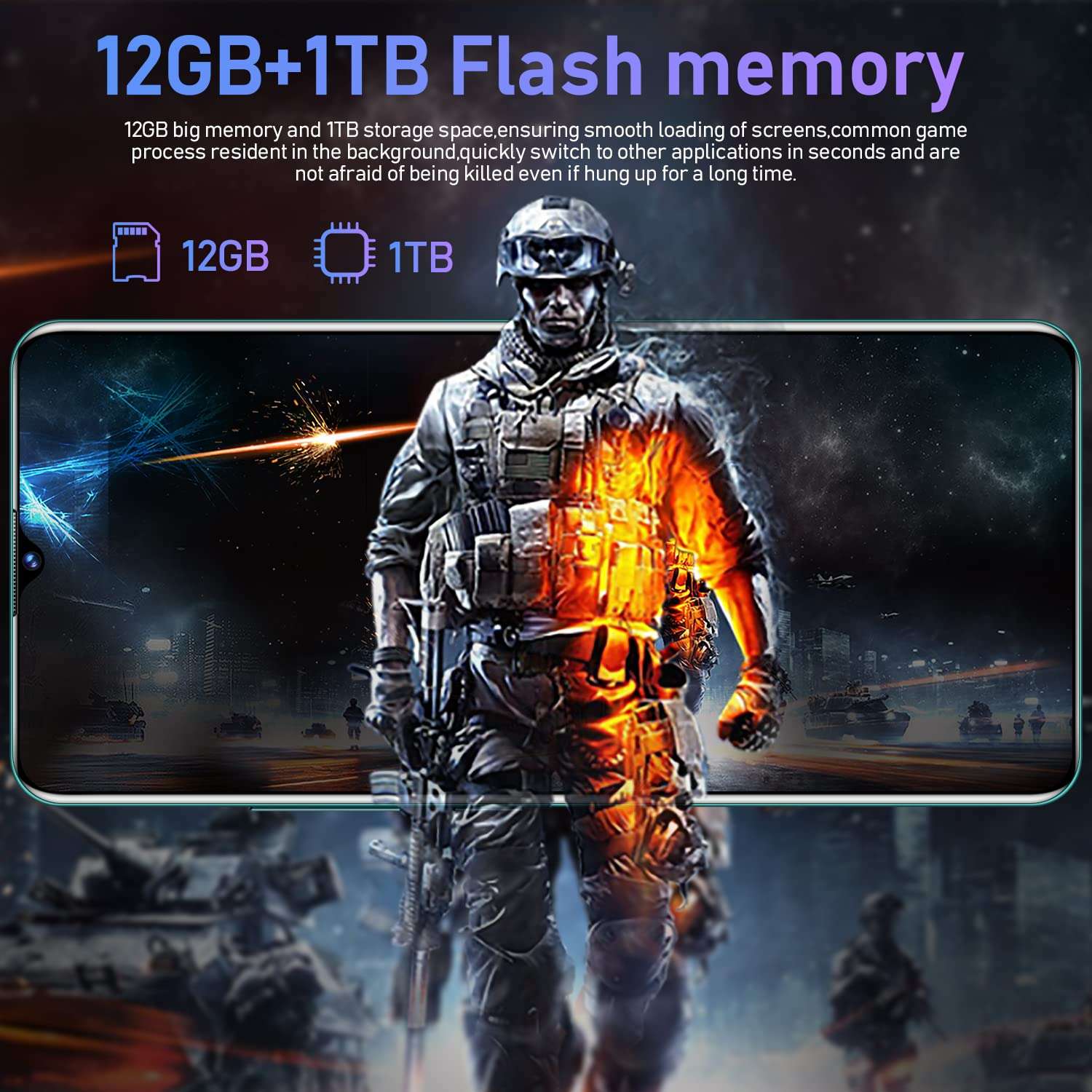 R9 Ultra 5G Cell Phone, Unlocked Android Smartphone, 12GB+1TB, 90Hz 7.2'' FHD LCD Display Screen, 16MP+64MP Camera, 6800mAh Battery Life, Dual Sim Card (Green) 3