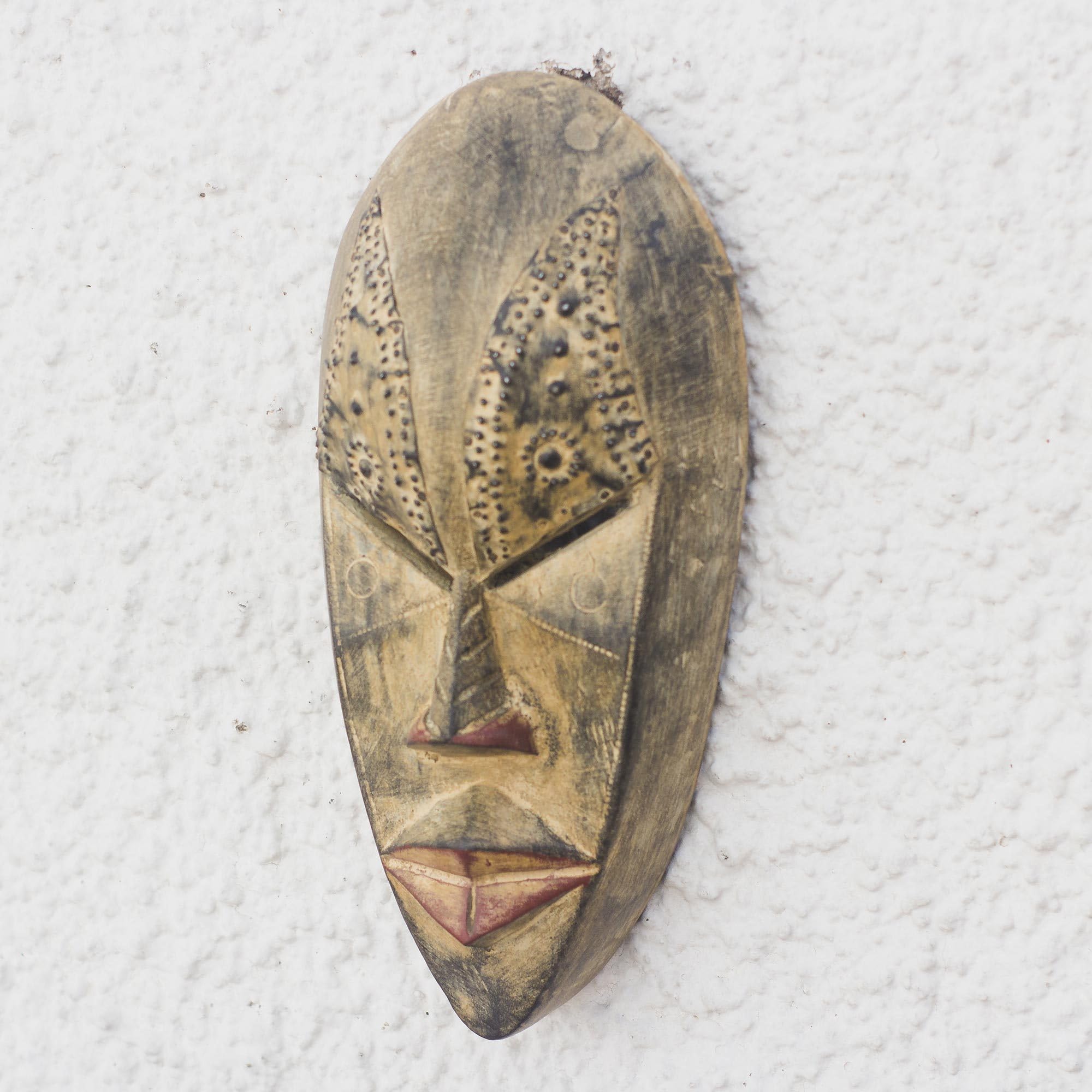 NOVICA Hand Carved African Wall Mask 'Brilliant Mind' 4