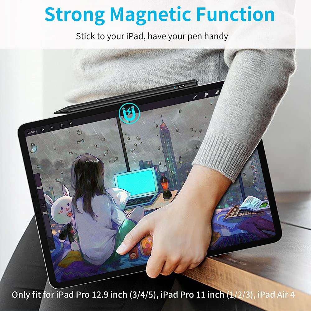 Stylus Pen 3rd Gen for iPad 2018- 2022 with Tilt, Magnetic, Palm Rejection, High Precise Fine Tip Stylus Pencil for Apple iPad 6/7/8/9, iPad Air 3/4/5, iPad Mini 5/6, iPad Pro 11 iPad 12.9 6