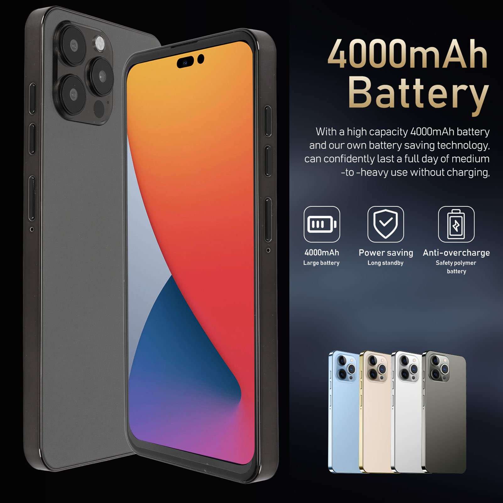 Dual SIM Cellphone, 4000mAh Battery 4G Unlocked Phone 6.7 Inch HD Screen 3 in 1 Navigation for Business (US Plug) 4