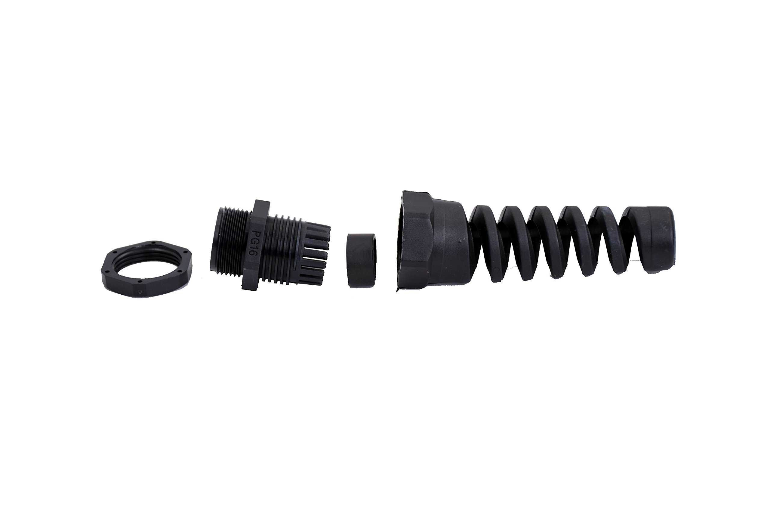Tusrai 10pcs IP68 Waterproof M22 PG16 Cable Gland Connector Flex Spiral Strain Relief Protector with Lock Nut Rubber Washer for 10-14mm Wire Thread 5