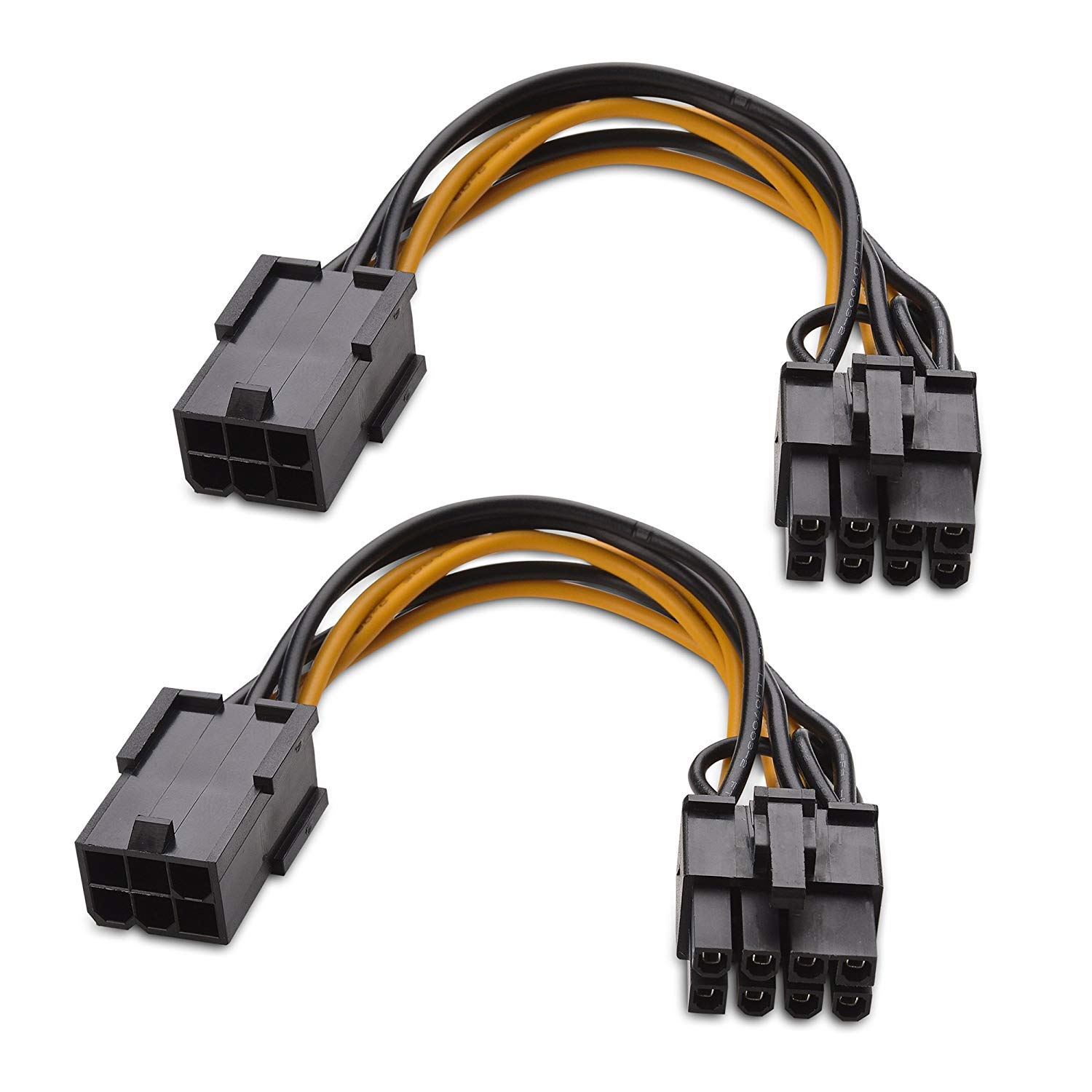 2 Pack 6 Pin Male to 8 Pin Male PCIe Express Power Adapter Cables for Graphics Video Card 6Pin to 8Pin PCI-E Power Cable 20CM 1