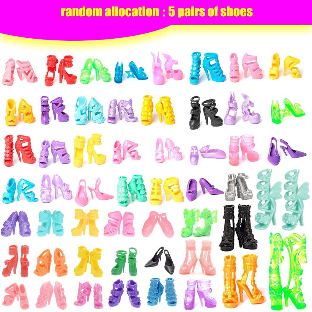 39 PCS Doll Clothes and Accessories Including 3 Wedding Gown Dresses, 5 Mini Dress, 3 Fashion Doll Clothes, 3 Blouses Pants, 1 Dog & 24 Accessories for 11.5 inch Fashion Girl Doll 6